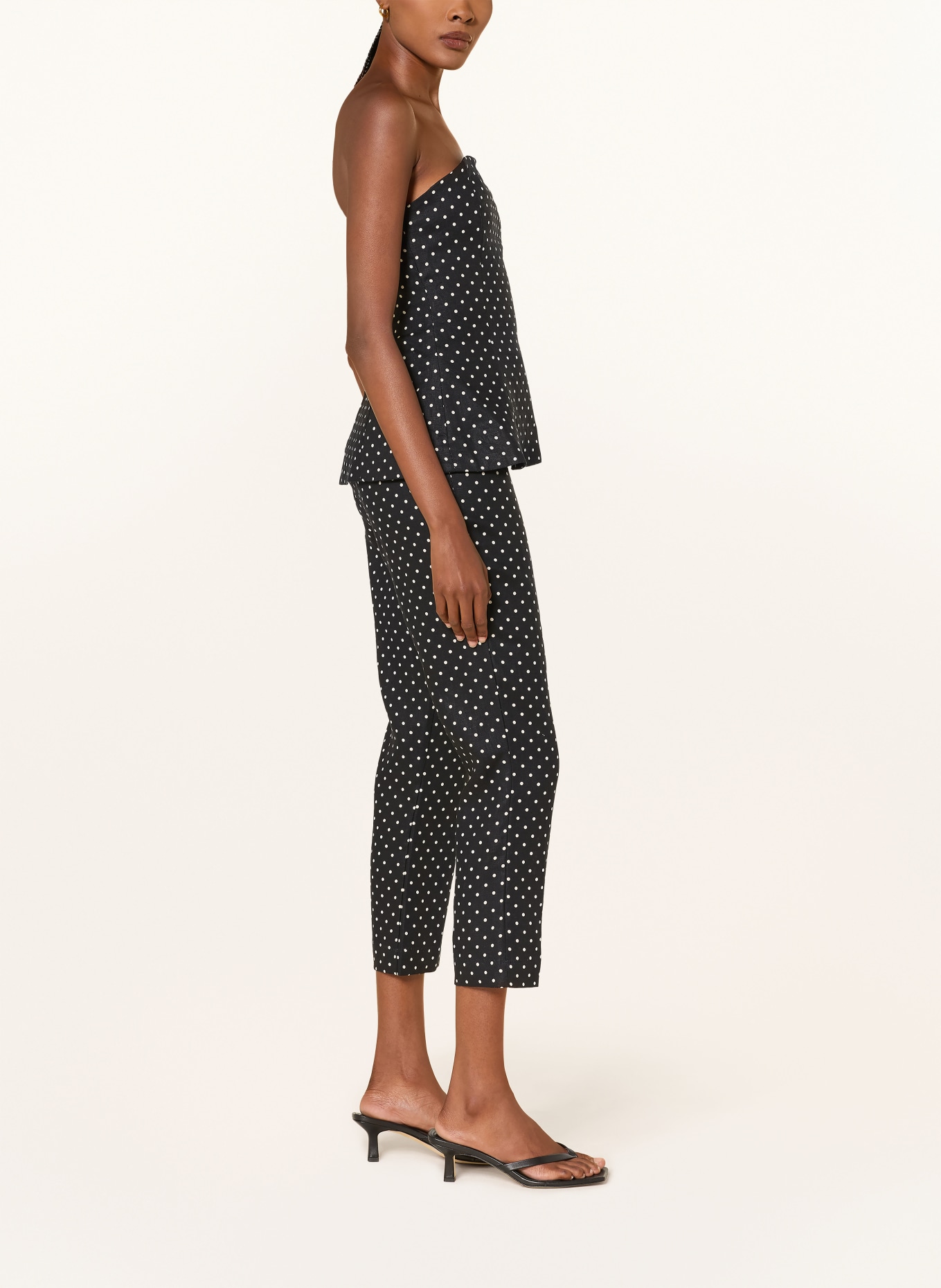 FAITHFULL THE BRAND IRIA 7/8-length linen trousers: BLACK / WHITE