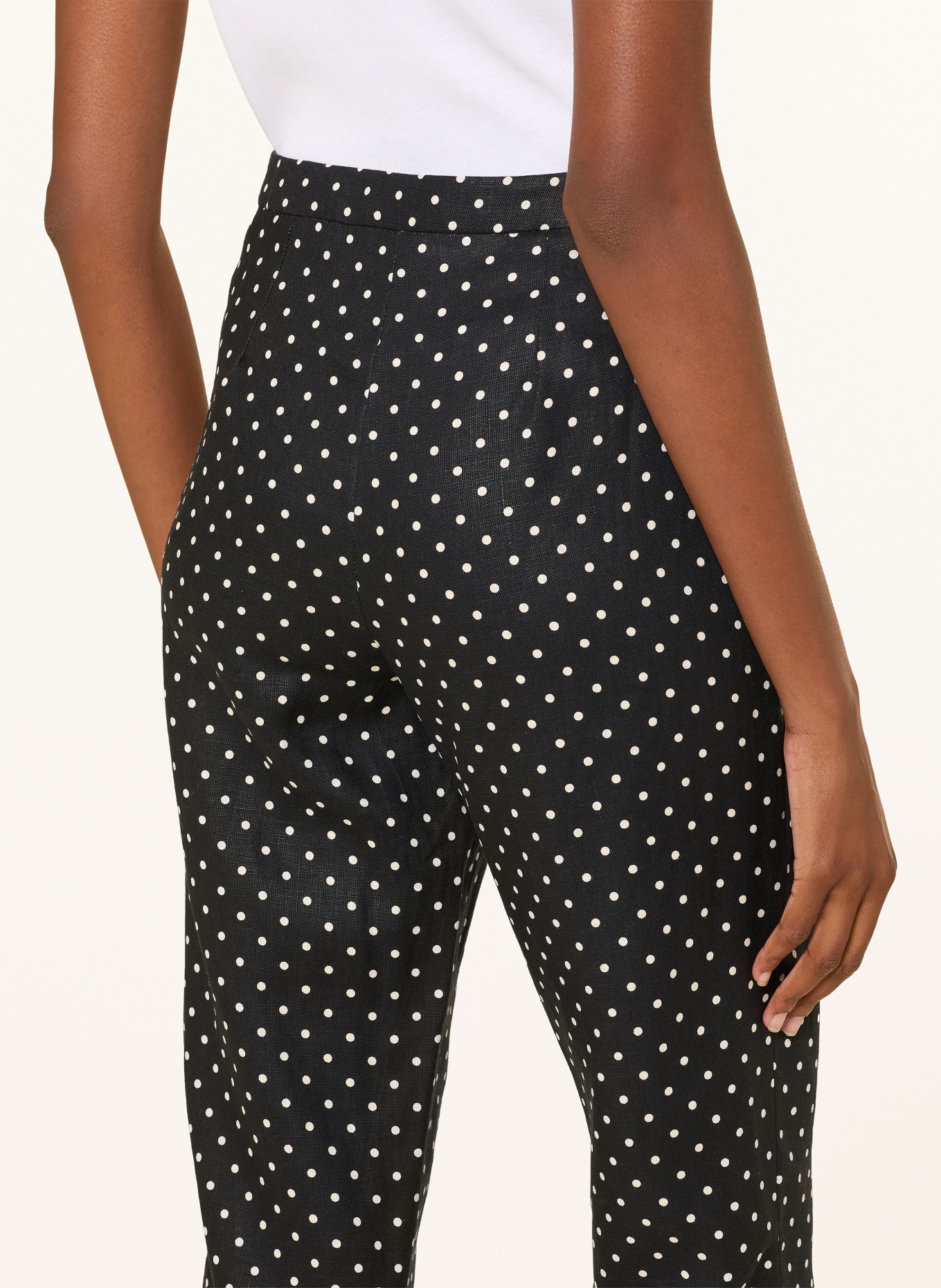 FAITHFULL THE BRAND IRIA 7/8-length linen trousers: BLACK / WHITE