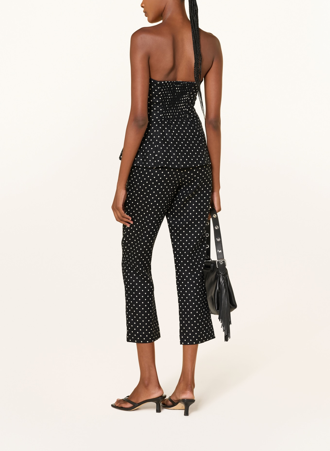 FAITHFULL THE BRAND PETRO Off-Shoulder Top made of linen: BLACK / WHITE