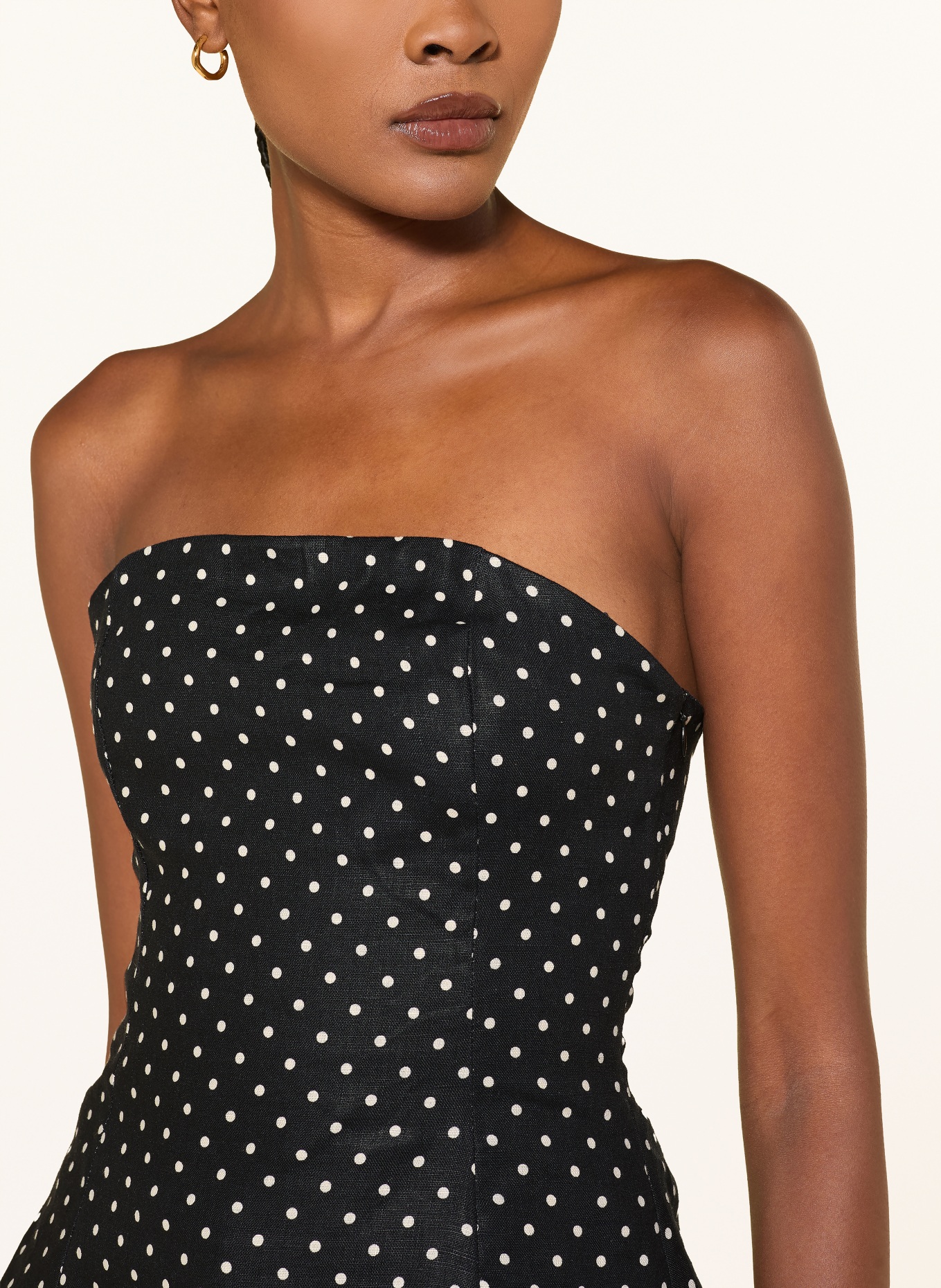 FAITHFULL THE BRAND PETRO Off-Shoulder Top made of linen: BLACK / WHITE
