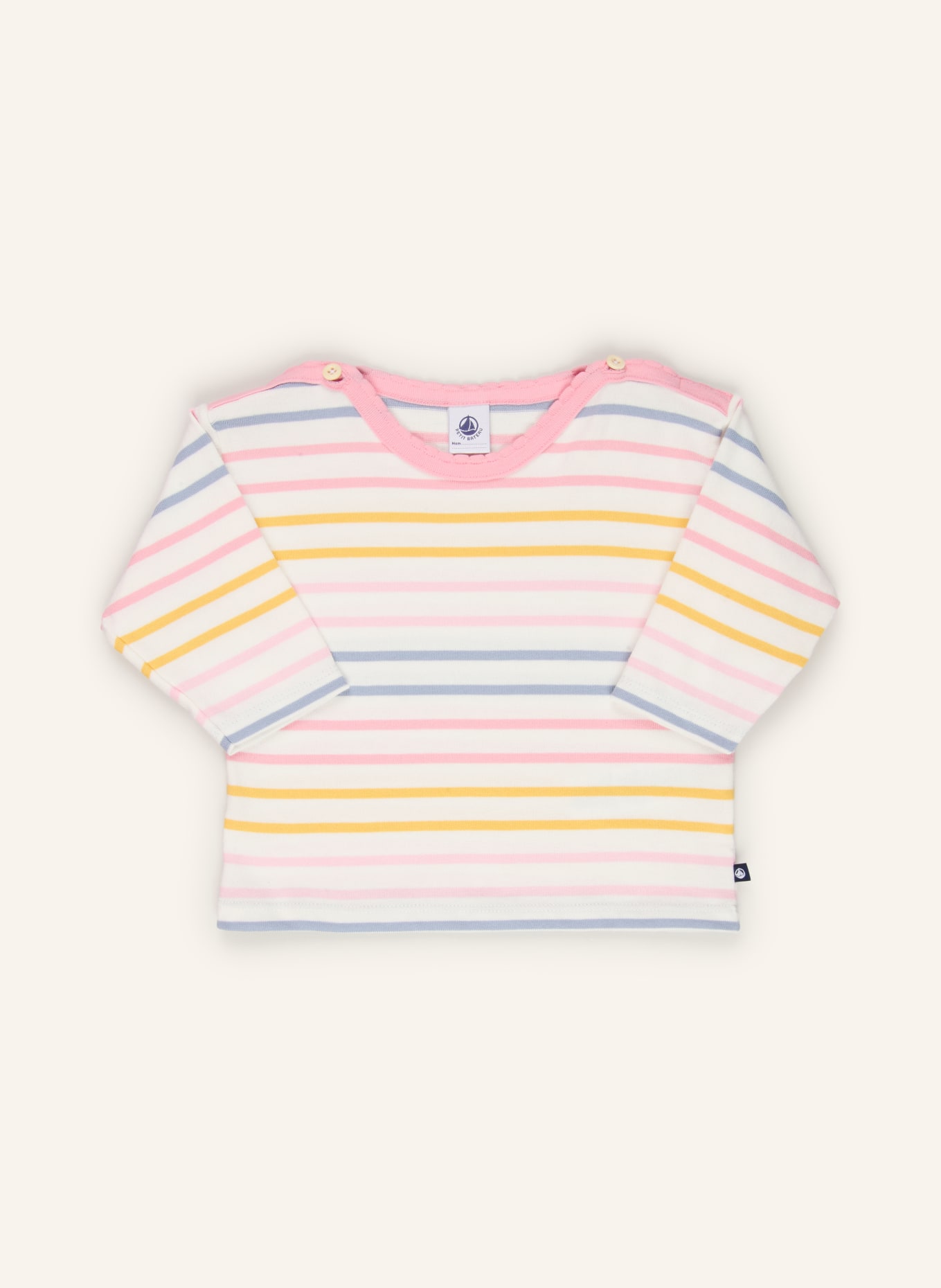 PETIT BATEAU Haut à manches longues: BLANC / ROSE / JAUNE
