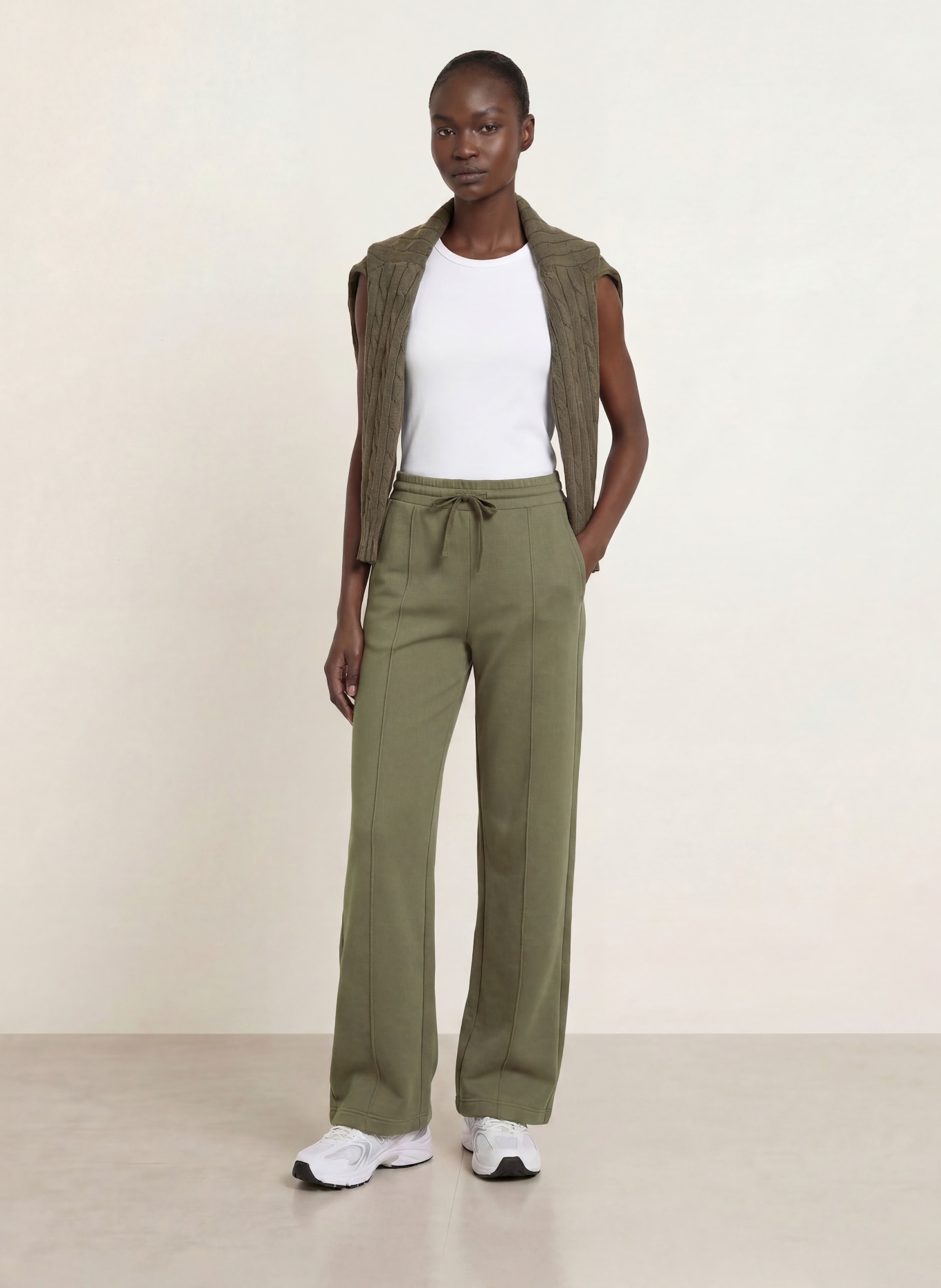 REISS BELLA Jogging-Style Pants: KHAKI