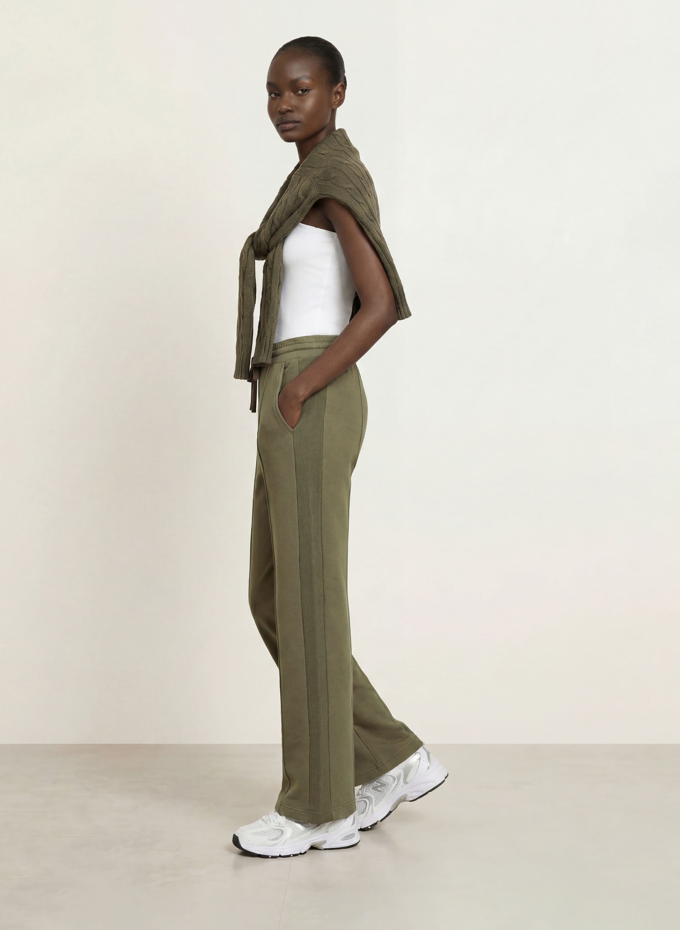 REISS BELLA Jogging-Style Pants: KHAKI