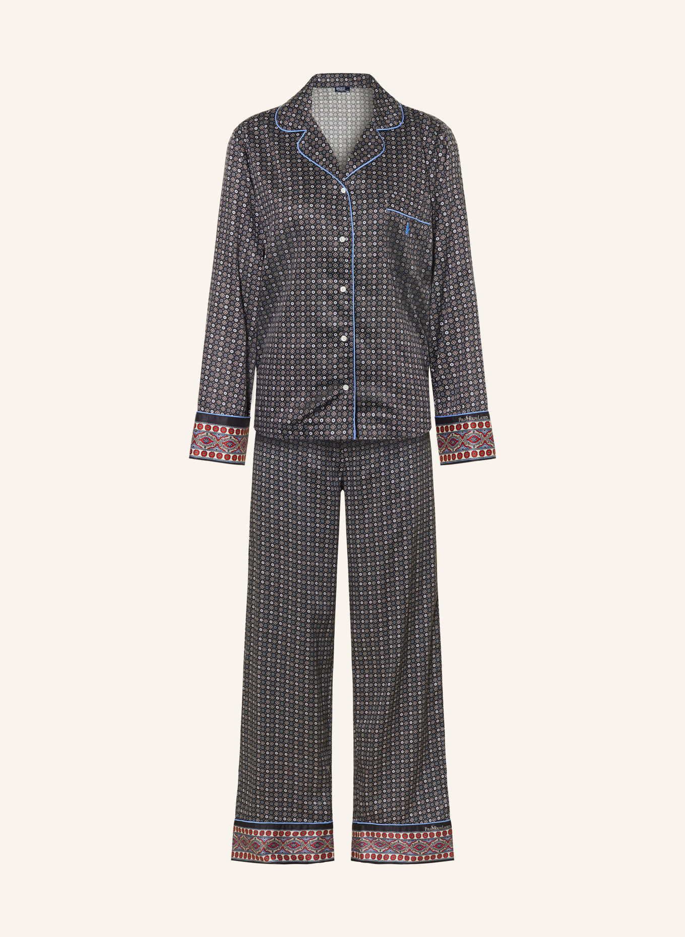 POLO RALPH LAUREN Pyjama MADISON: DONKERBLAUW / TAUPE / LICHTBLAUW