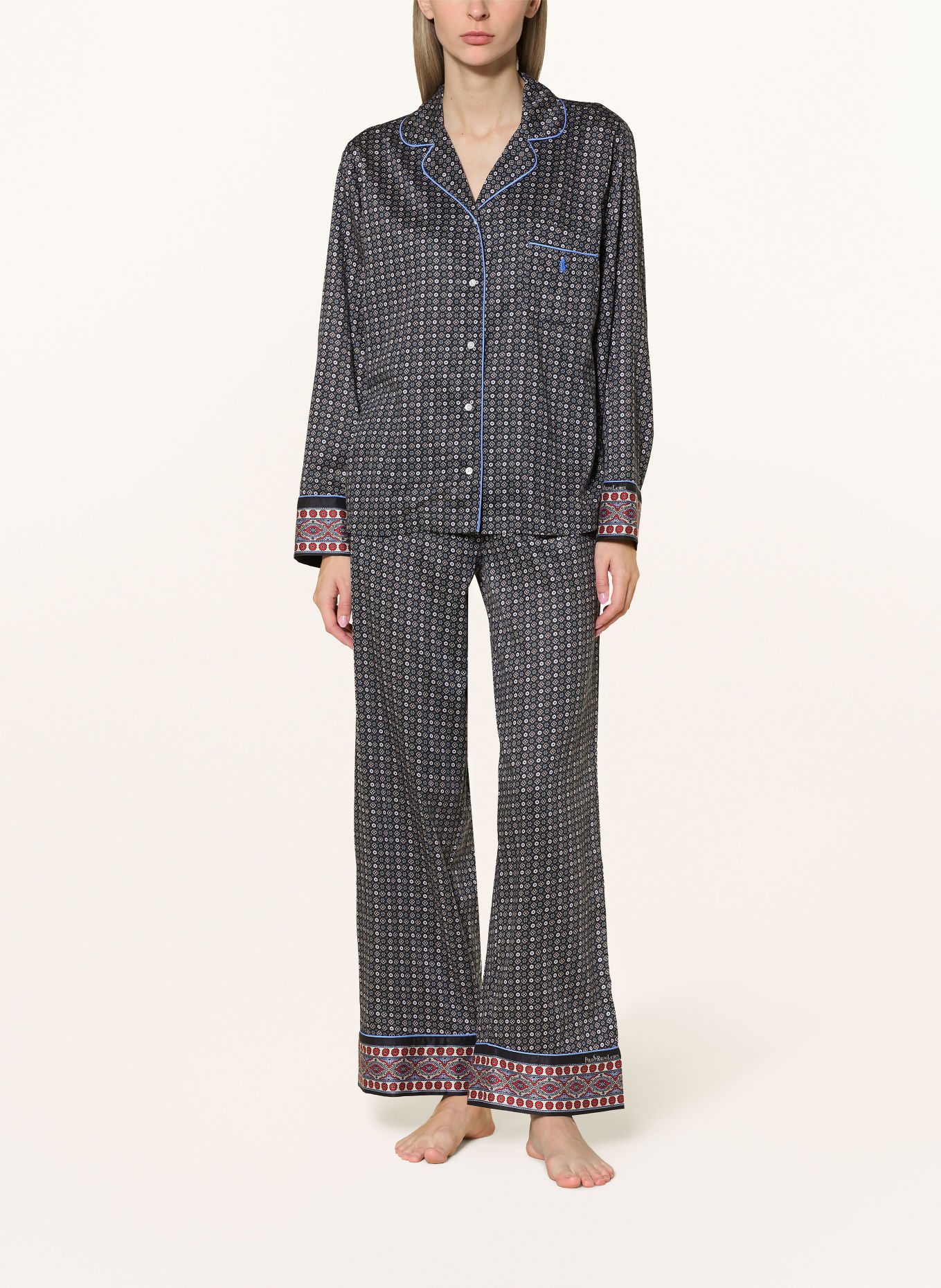 POLO RALPH LAUREN Pyjama MADISON: DONKERBLAUW / TAUPE / LICHTBLAUW