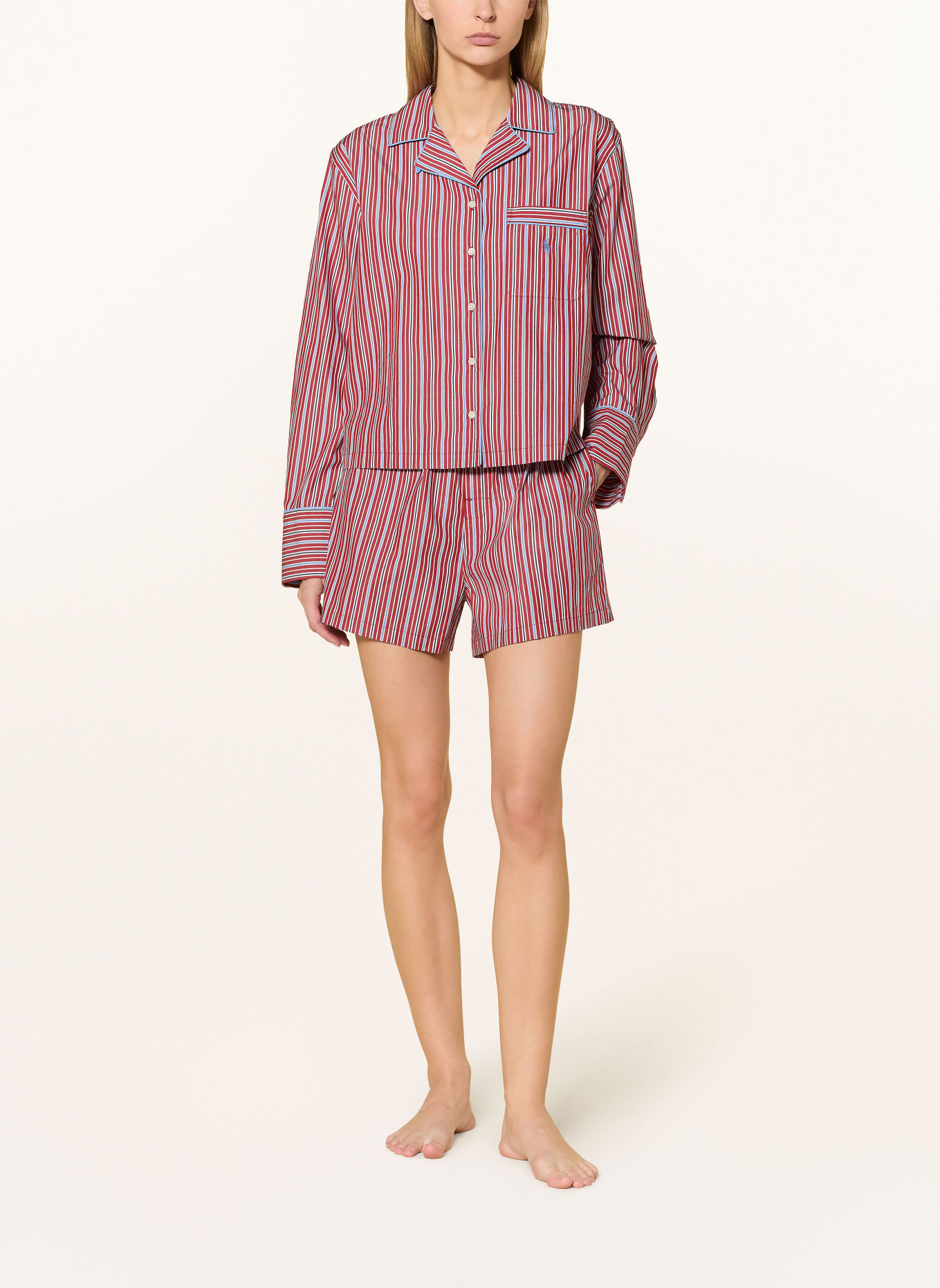POLO RALPH LAUREN Pyjama: DONKERROOD / WIT / ZWART