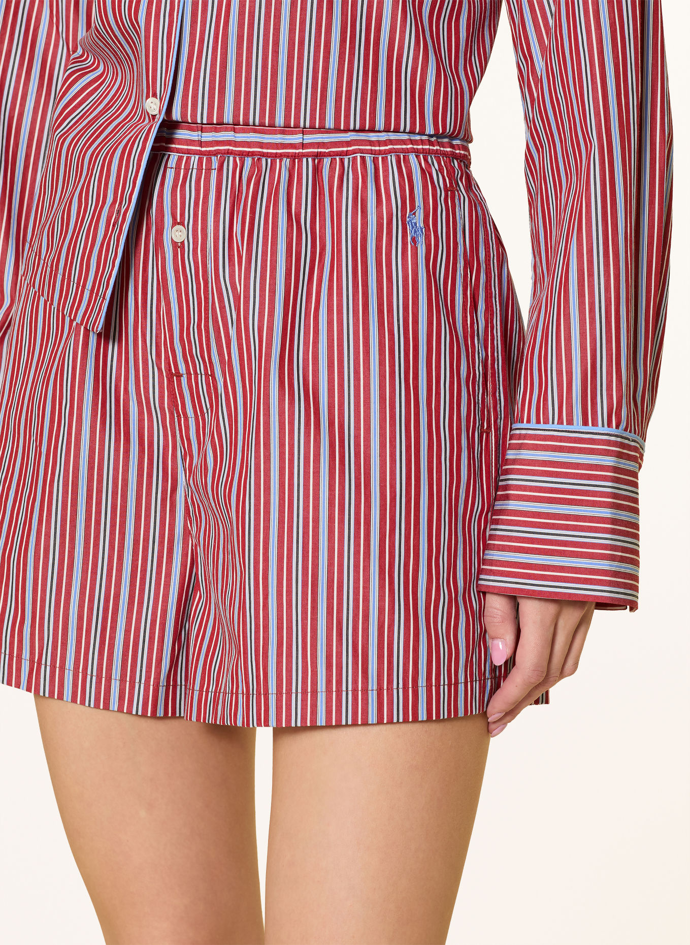 POLO RALPH LAUREN Pyjama: DONKERROOD / WIT / ZWART