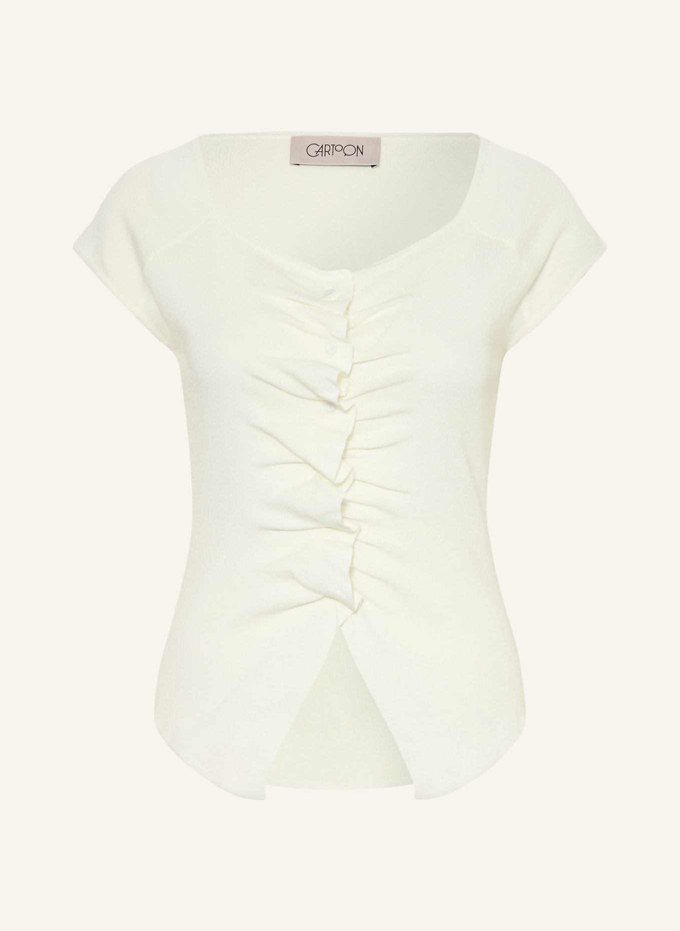 CARTOON Knitted shirt with ruffles: WHITE