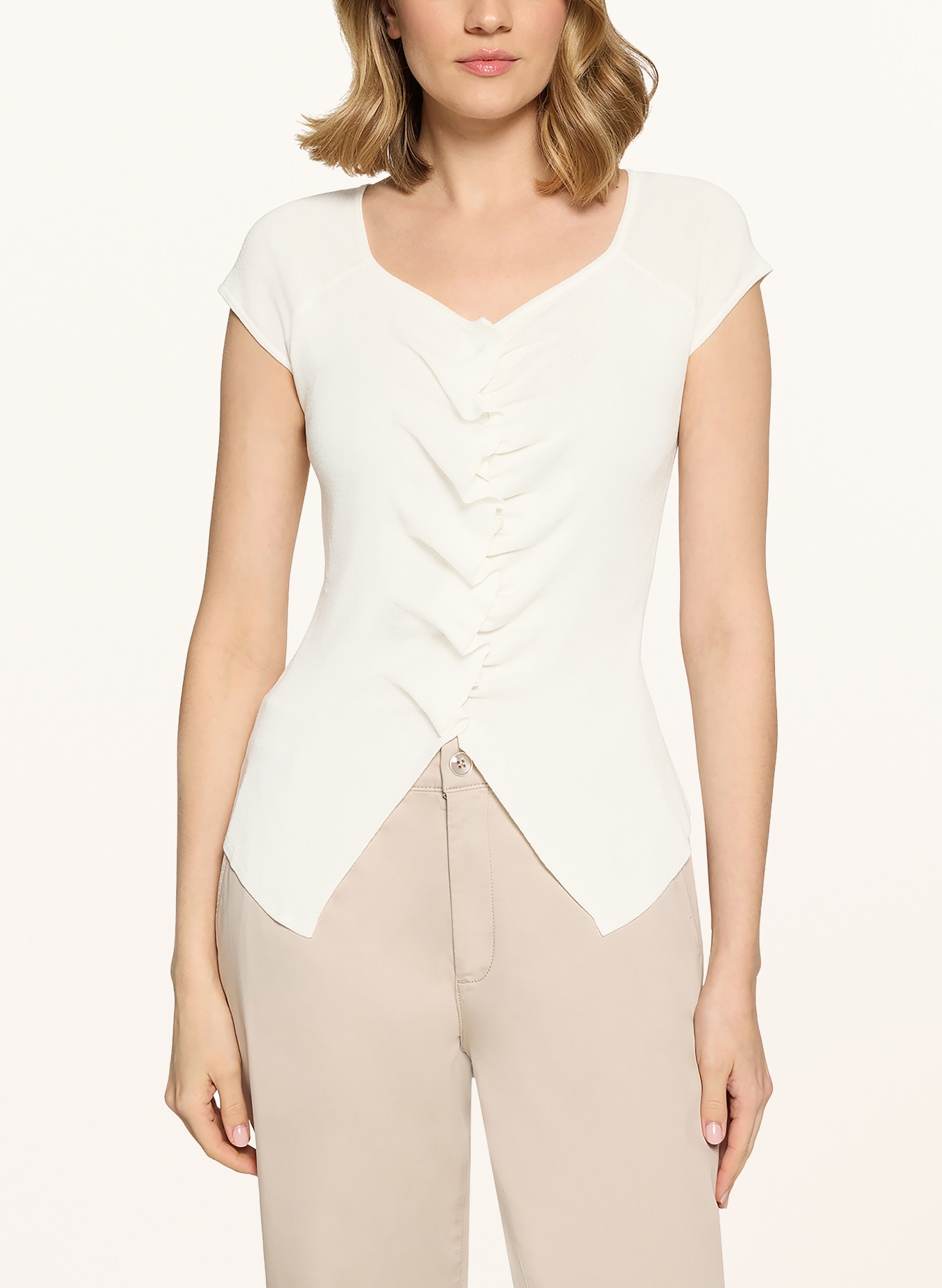 CARTOON Knitted shirt with ruffles: WHITE
