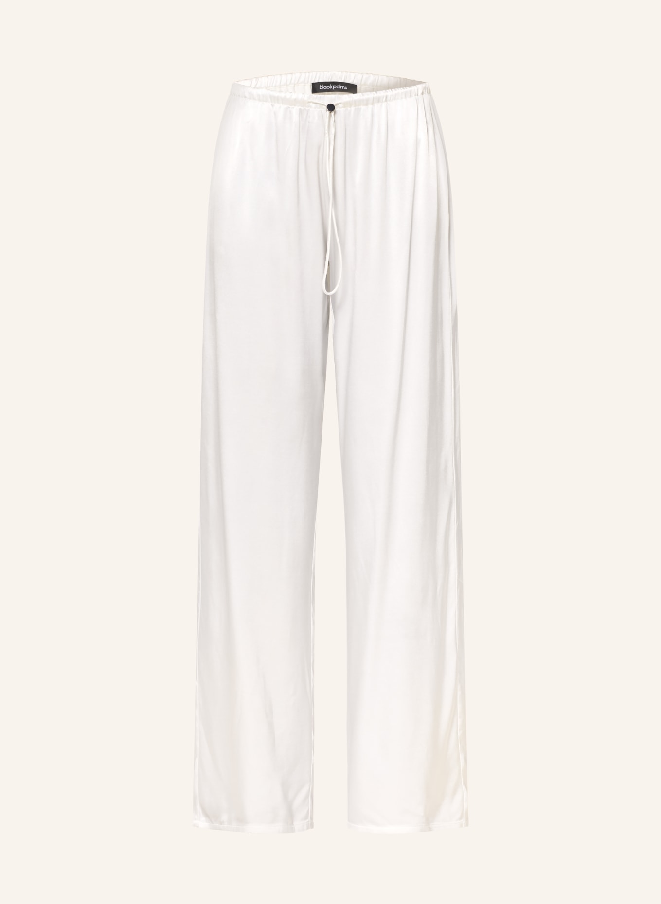 black palms LINGY Satin Wide-leg Trousers: WHITE