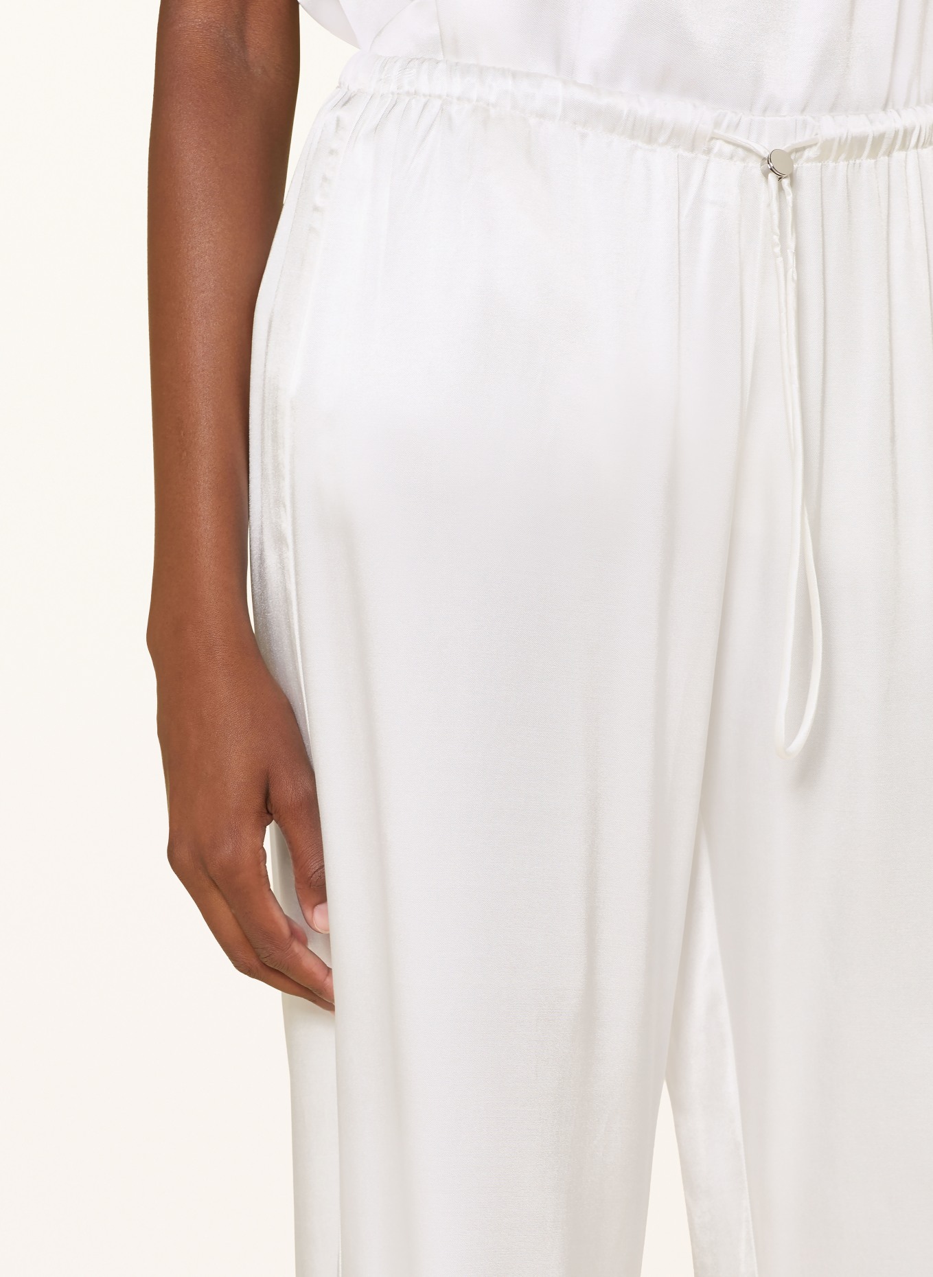 black palms LINGY Satin Wide-leg Trousers: WHITE