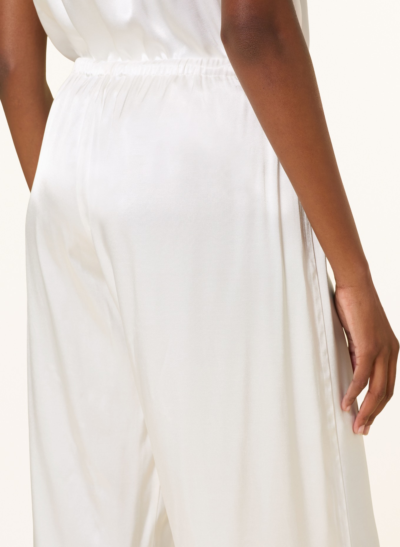black palms LINGY Satin Wide-leg Trousers: WHITE