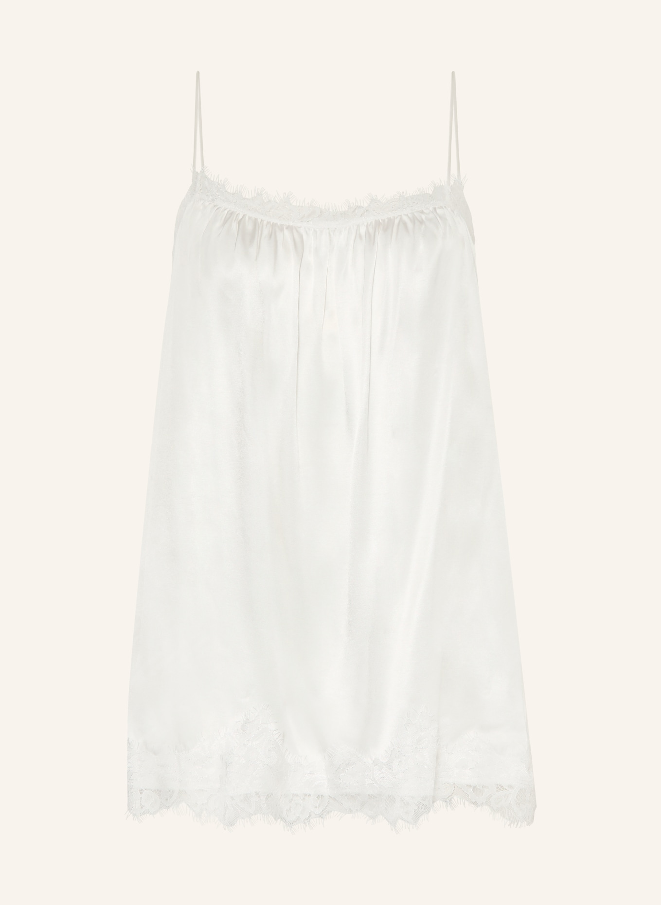 black palms LINGY Satin Top with Lace: WHITE