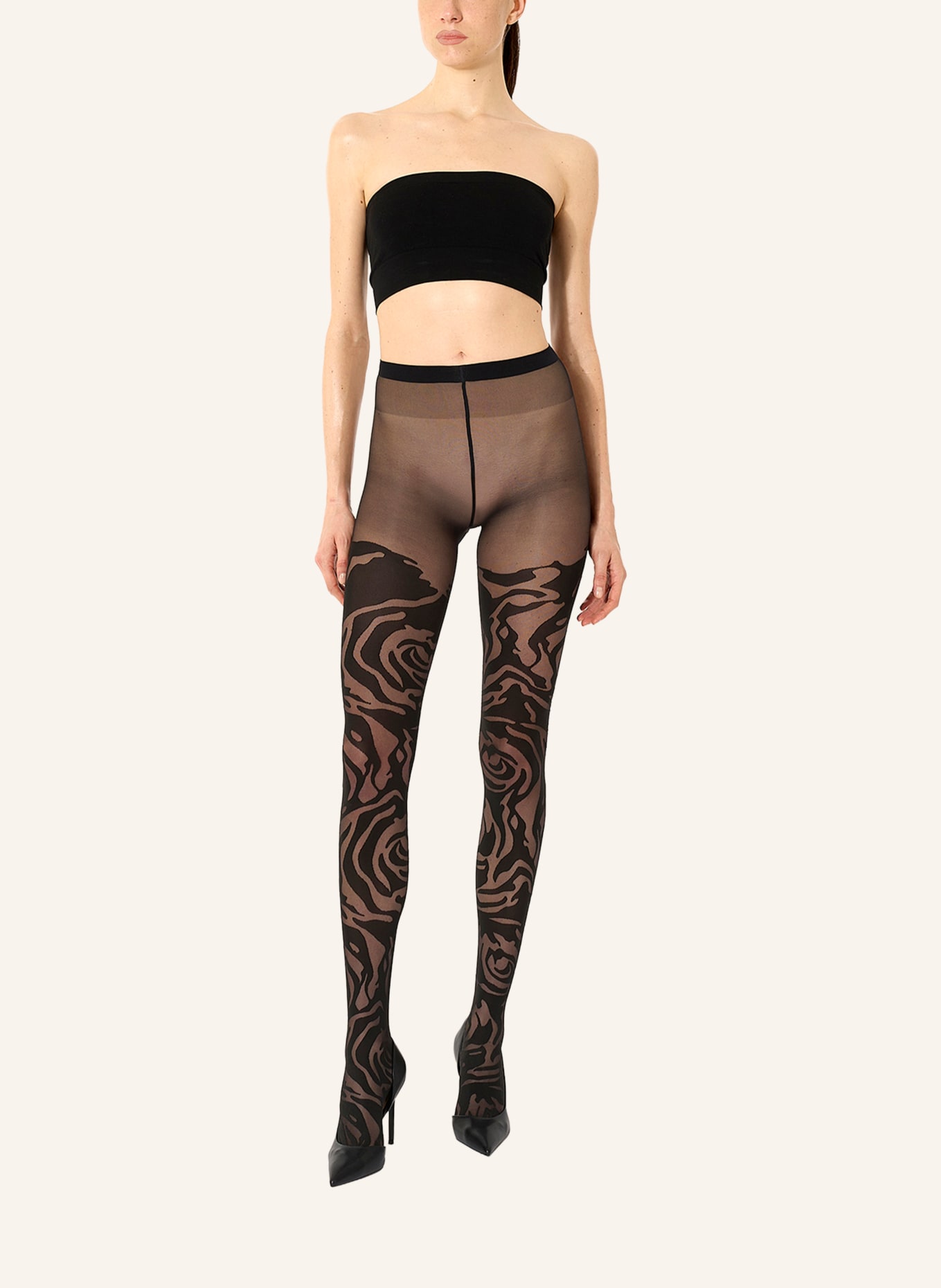 Wolford ROSE SHADOW Sheer Tights: 9180 BLACK/BLACK
