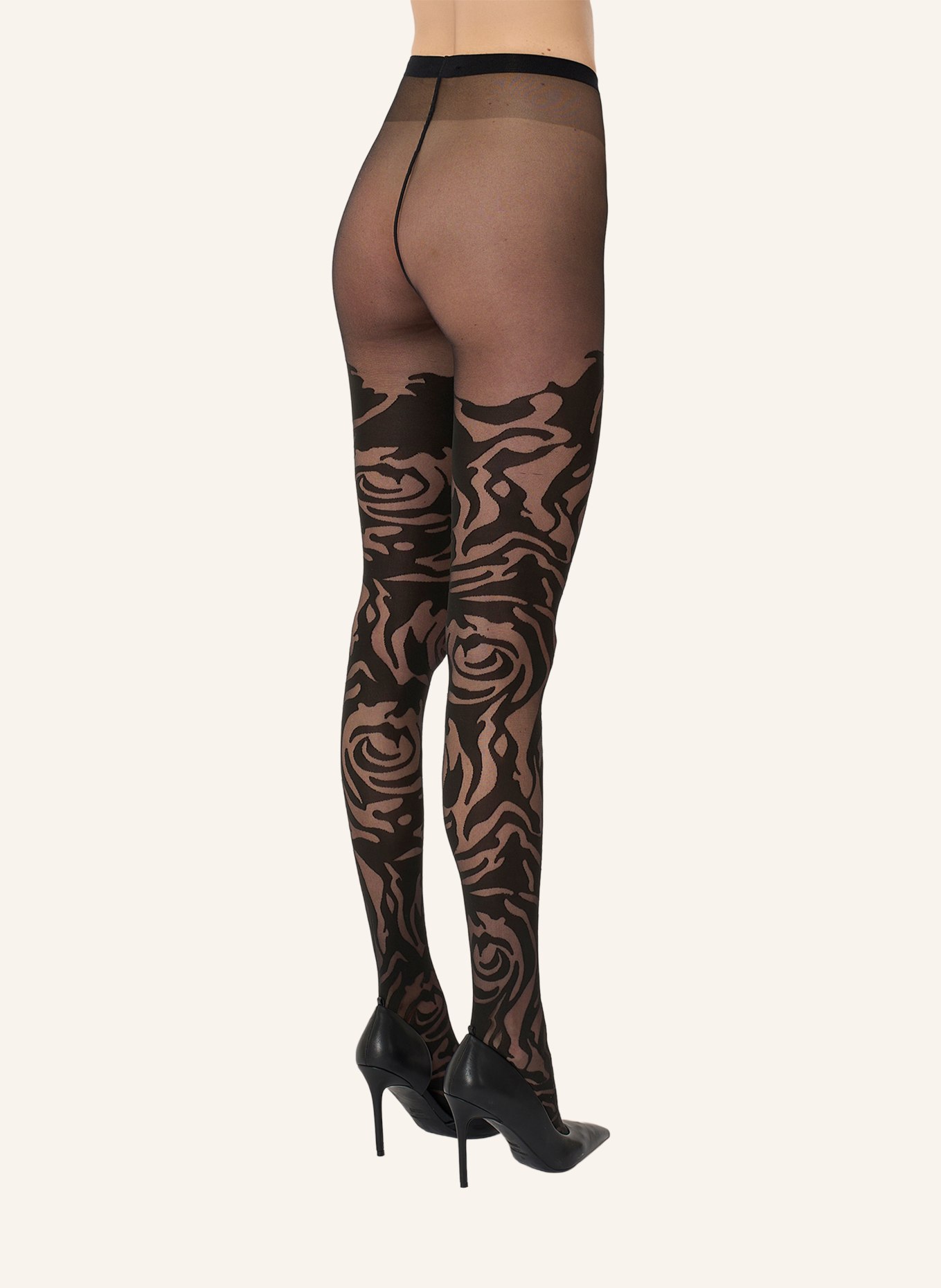 Wolford ROSE SHADOW Sheer Tights: 9180 BLACK/BLACK
