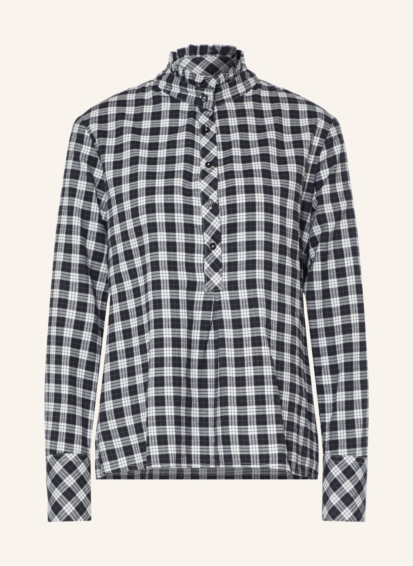 lilienfels Blusenshirt mit Rüschen: SCHWARZ / WEISS