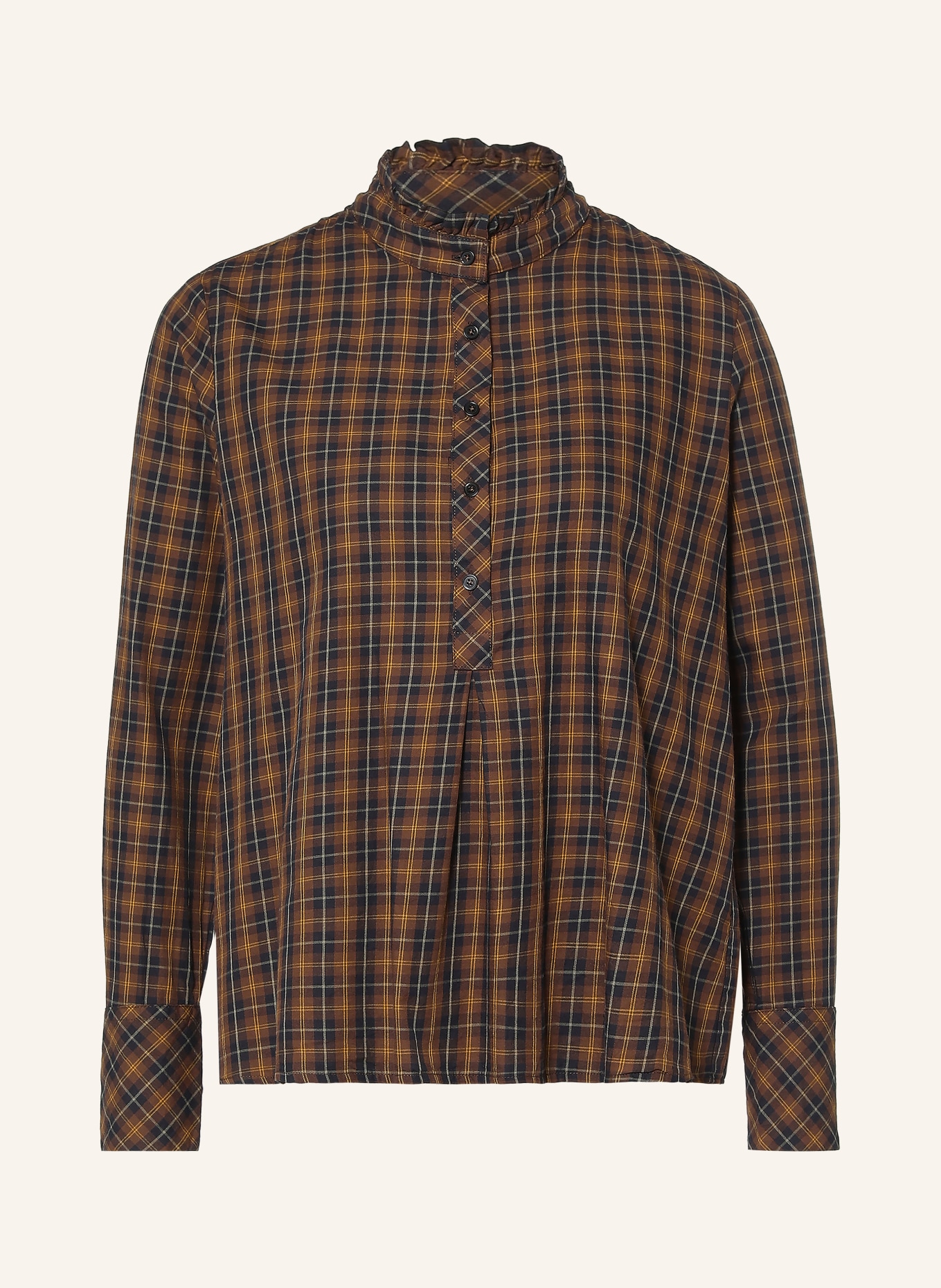 lilienfels Blus med volanger: BRUN / KONJAK / SVART