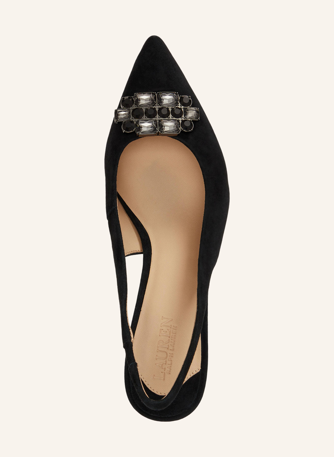 LAUREN RALPH LAUREN Slingpumps LOLAH s ozdobnými kamínky: ČERNÁ