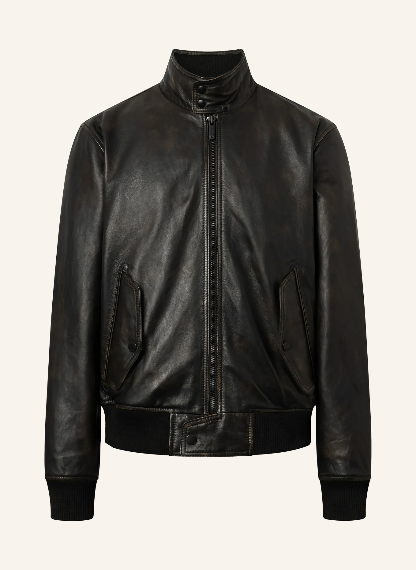 STRELLSON Læderblouson: MØRKEBRUN