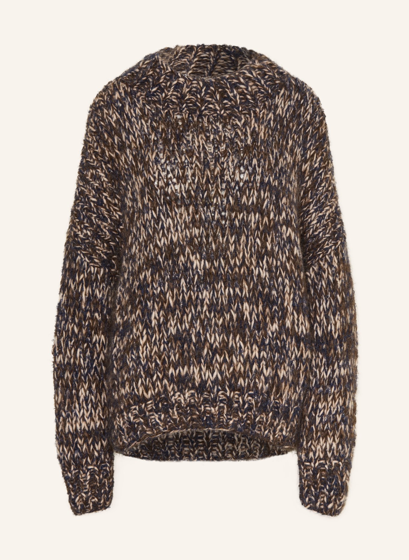 MAIAMI Alpaca sweater: DARK BROWN / CREAM / BLUE