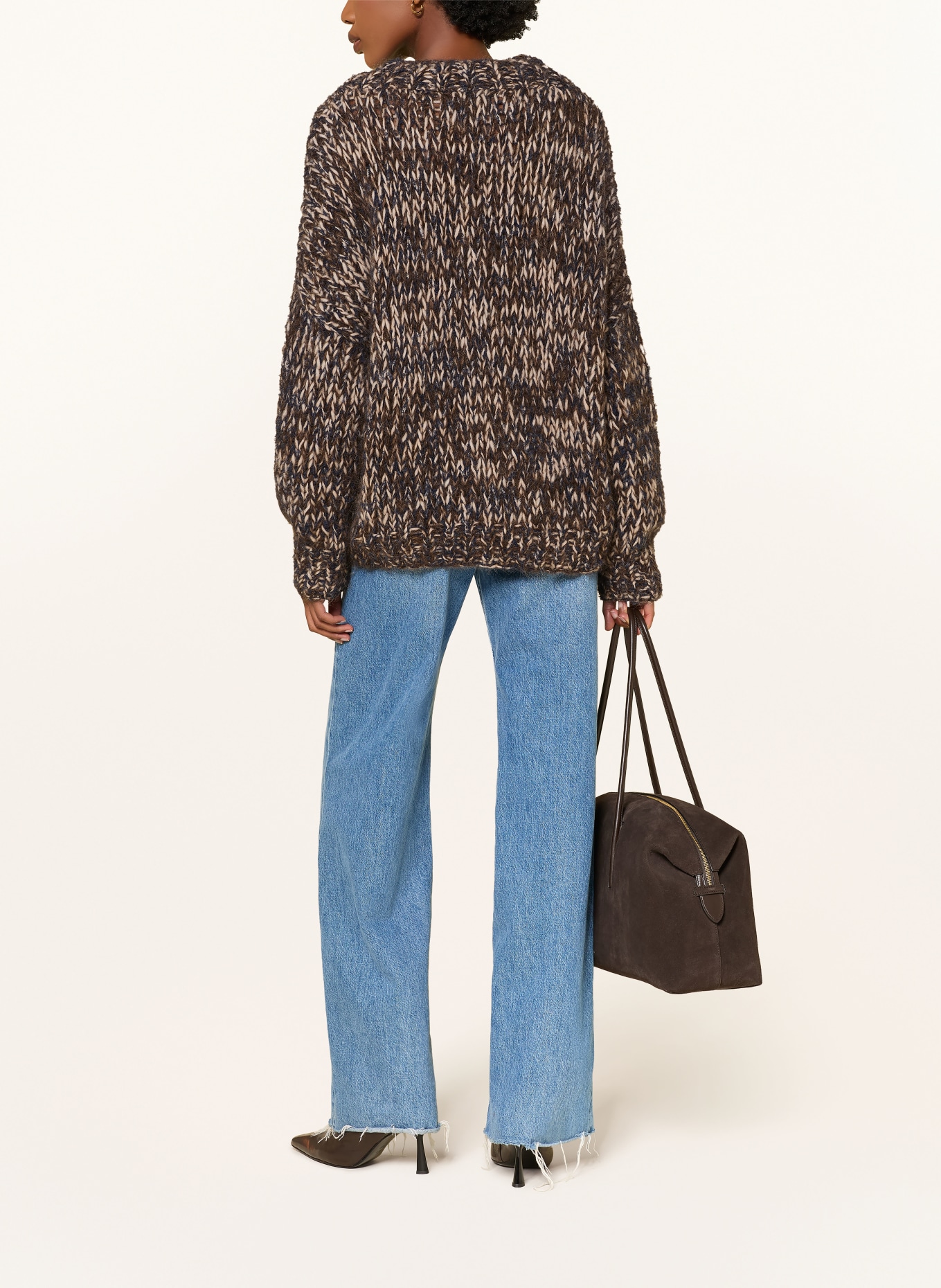 MAIAMI Alpaca sweater: DARK BROWN / CREAM / BLUE