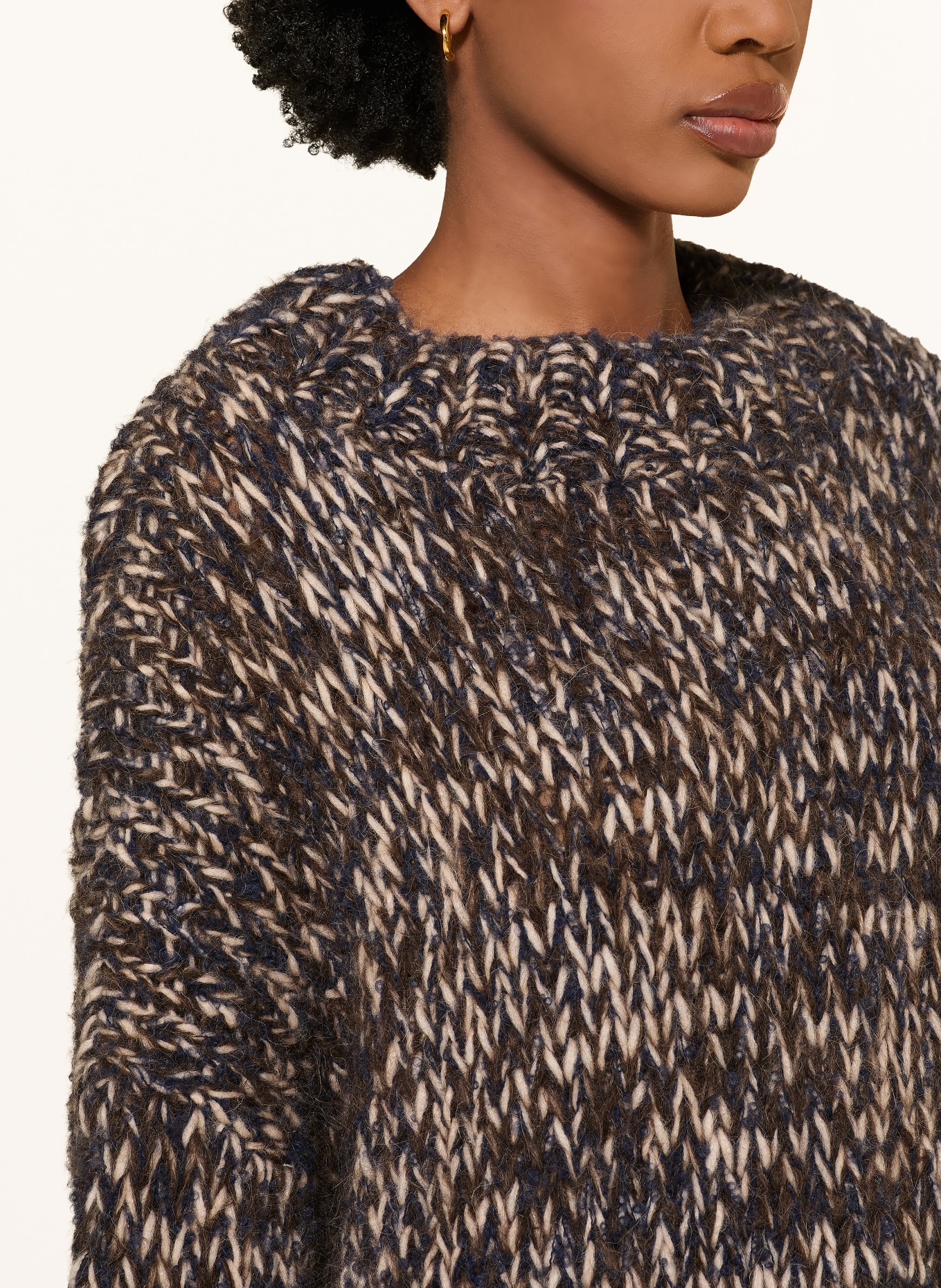 MAIAMI Alpaca sweater: DARK BROWN / CREAM / BLUE