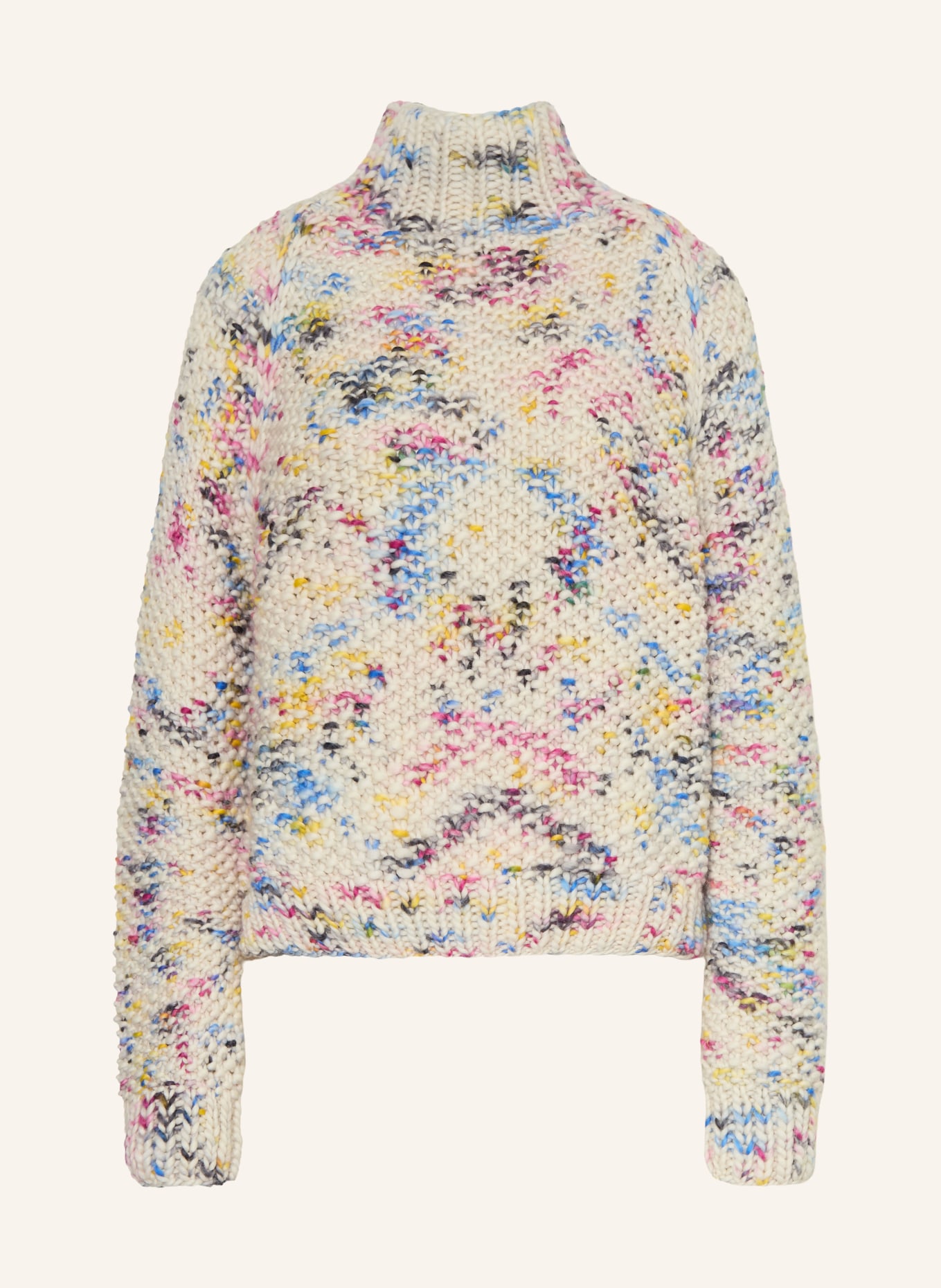 MAIAMI Merino wool sweater: CREAM / PINK / BLUE