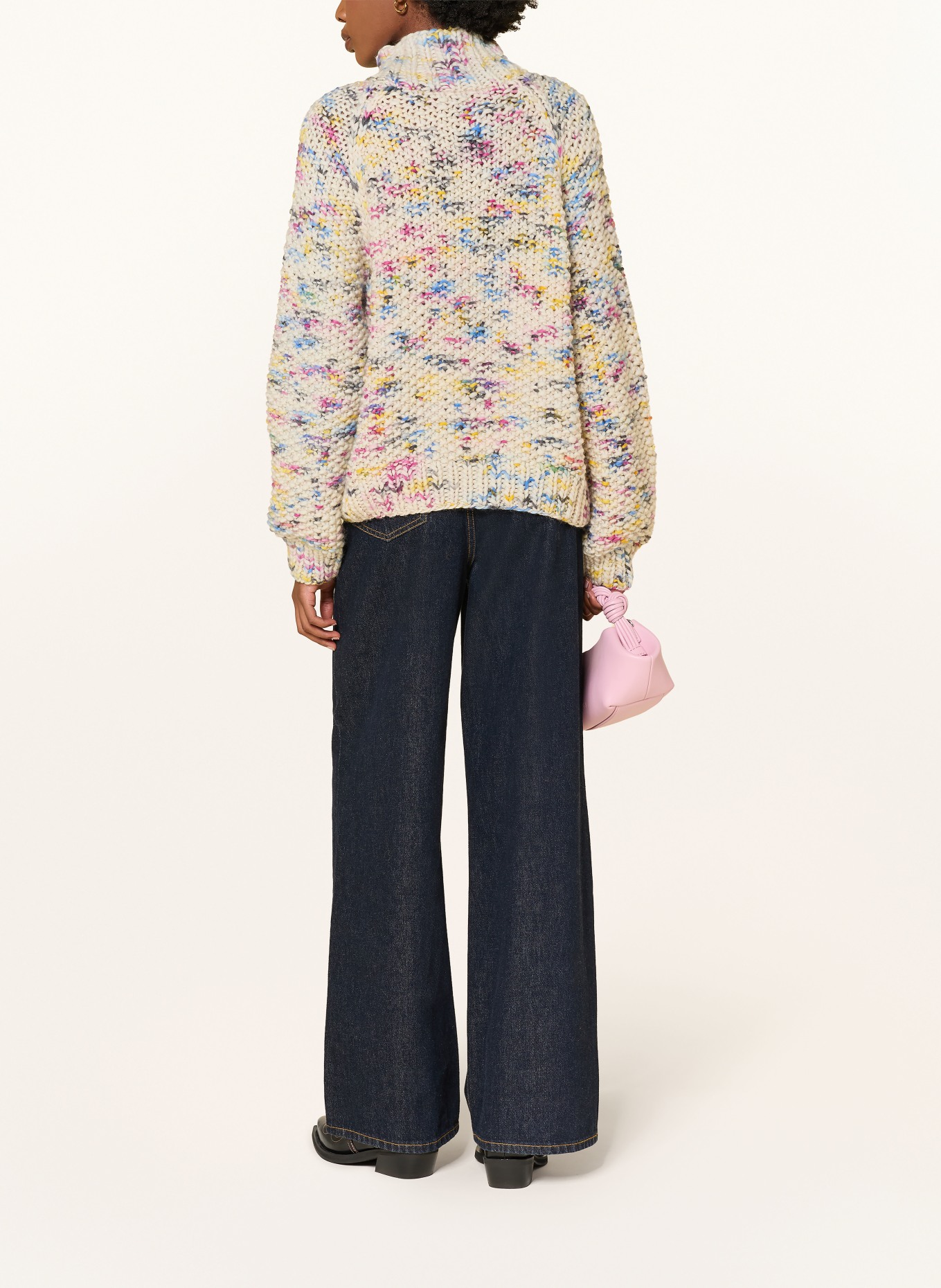 MAIAMI Merino wool sweater: CREAM / PINK / BLUE