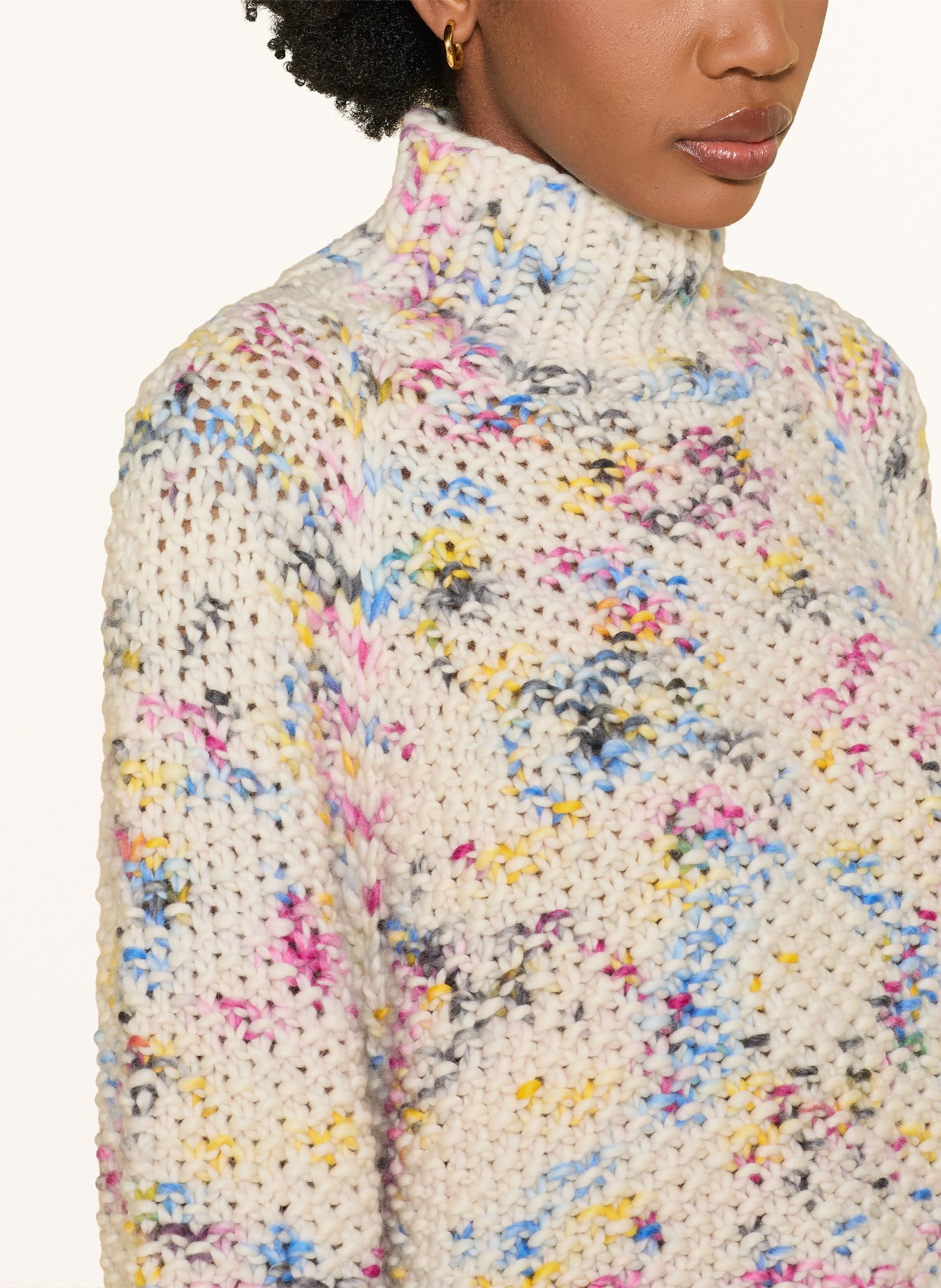 MAIAMI Merino wool sweater: CREAM / PINK / BLUE