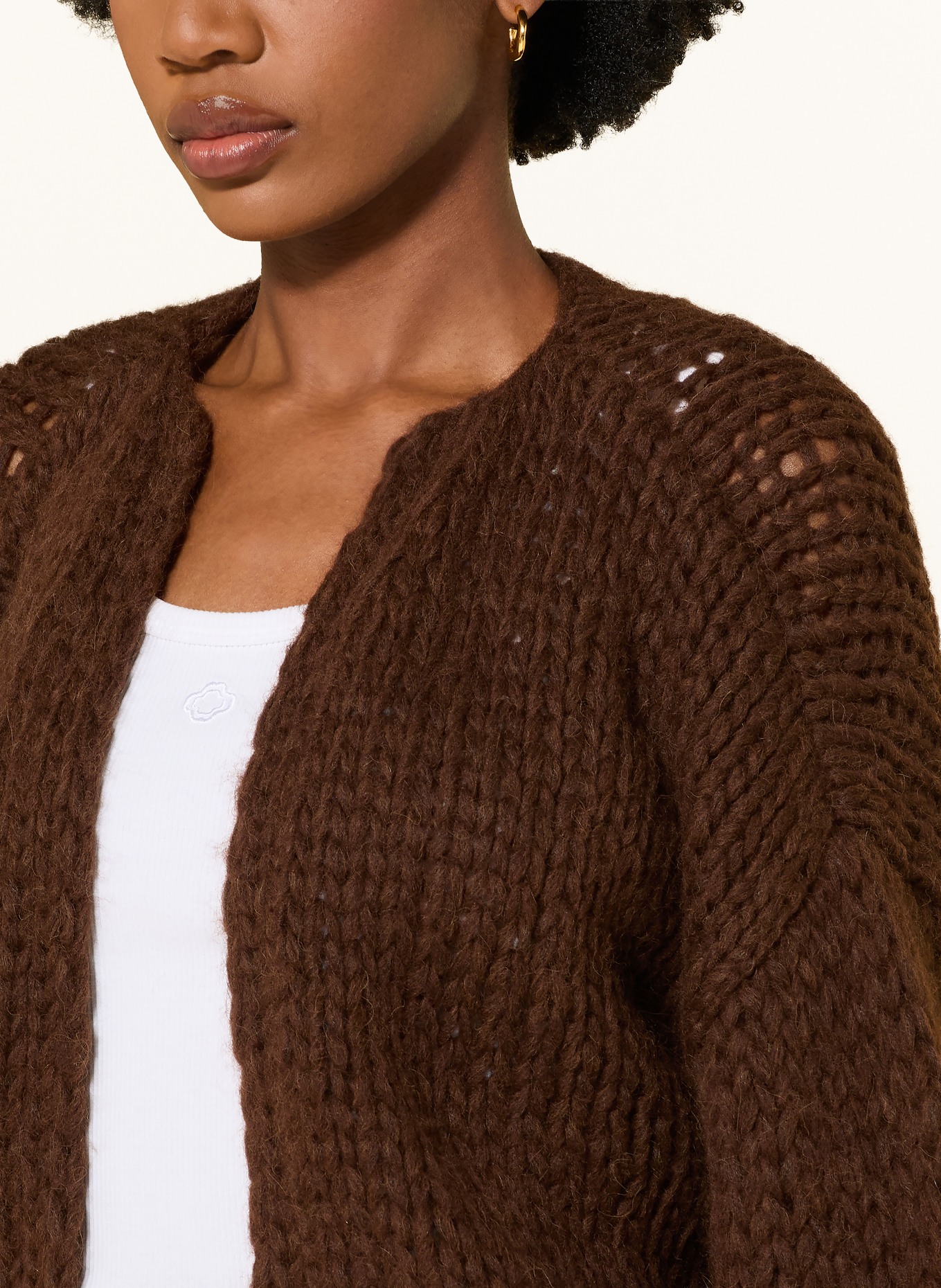 MAIAMI Strickhülle mit 3/4-Arm und Alpaka: DUNKELBRAUN
