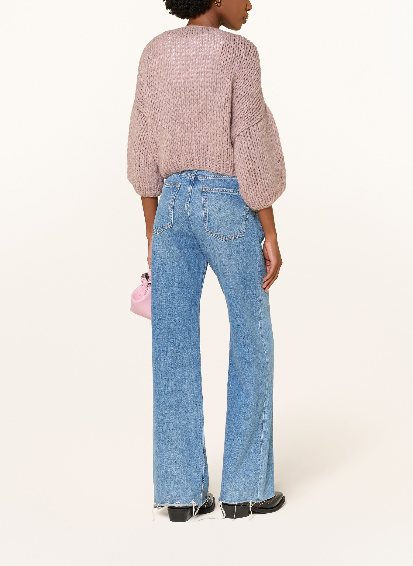 MAIAMI Knit wrap with 3/4 sleeves and alpaca: ROSE