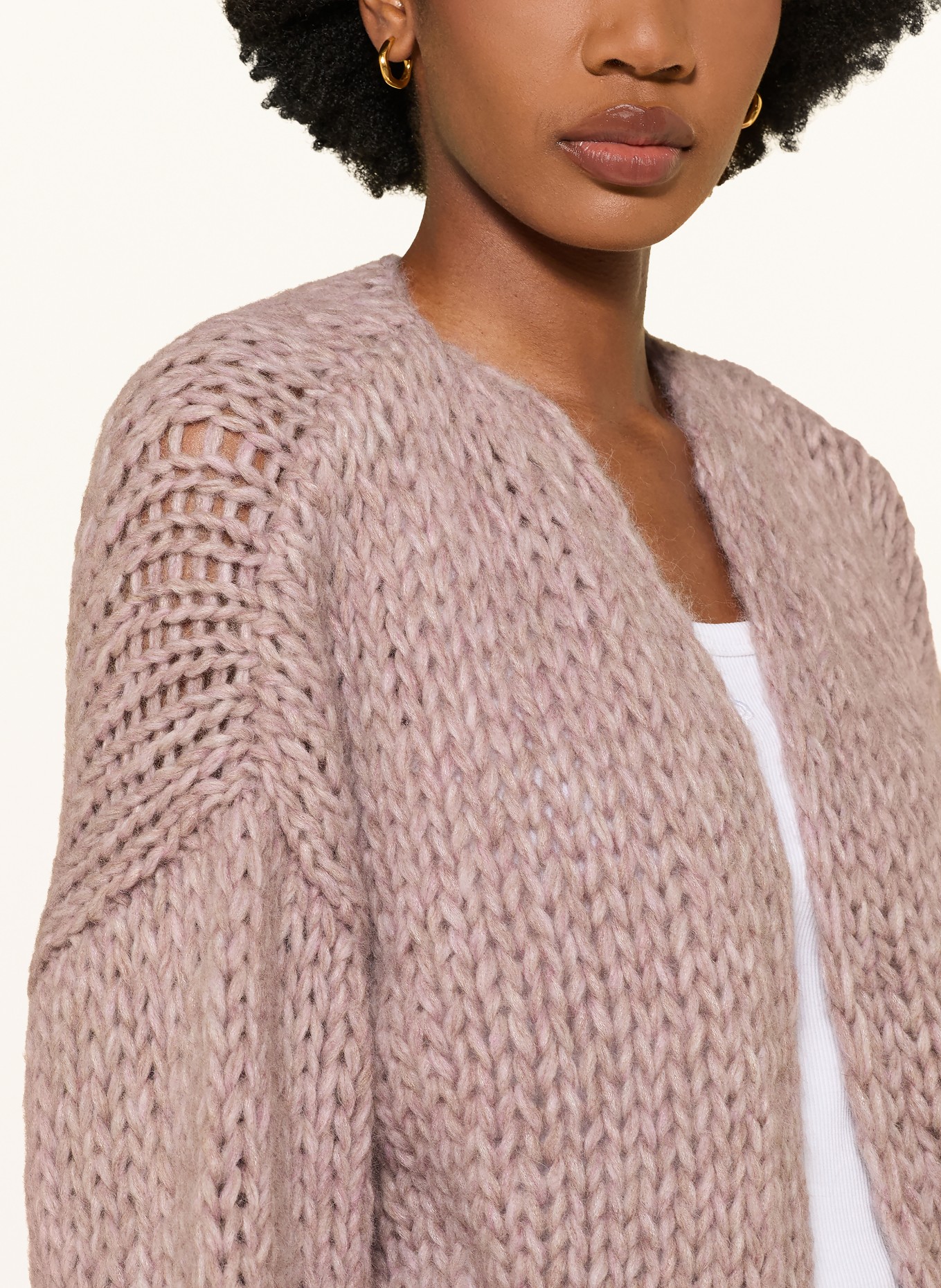 MAIAMI Knit wrap with 3/4 sleeves and alpaca: ROSE
