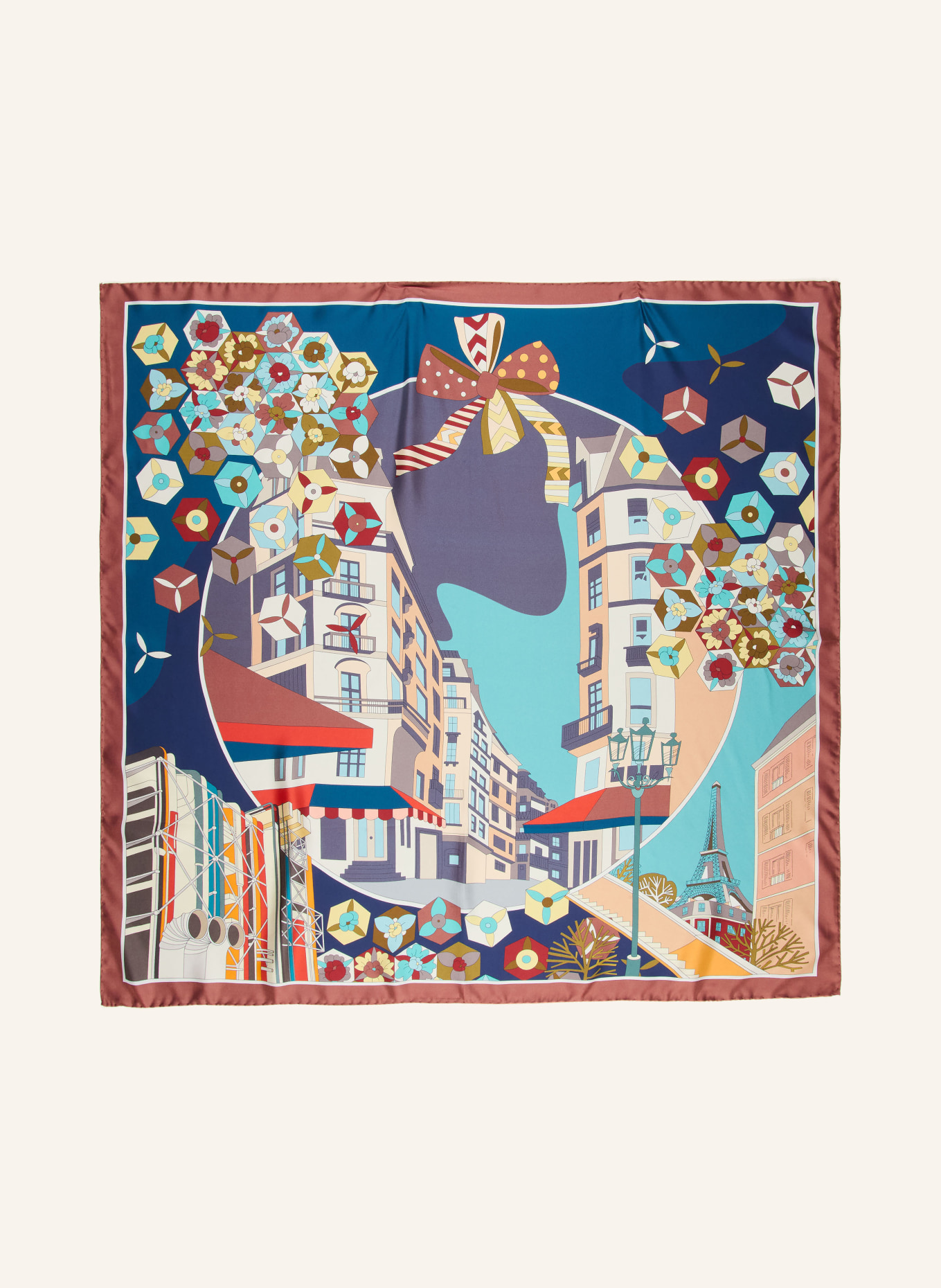 Barbieri Zijden sjaal: TURQUOISE / PAARS / ROOD