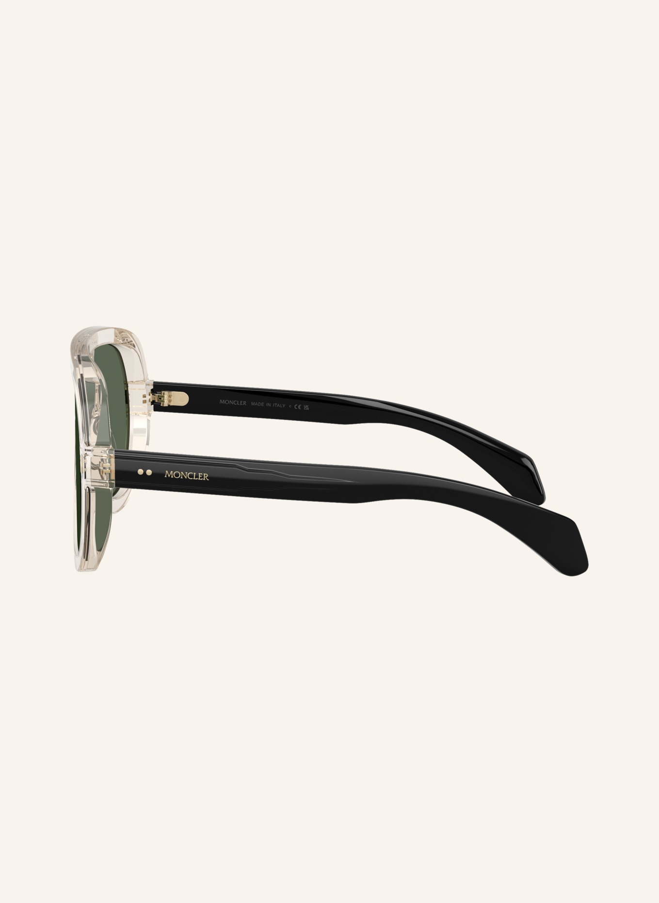 MONCLER Okulary przeciwsłoneczne ME6021U: KREMOWY/ CIEMNOZIELONY