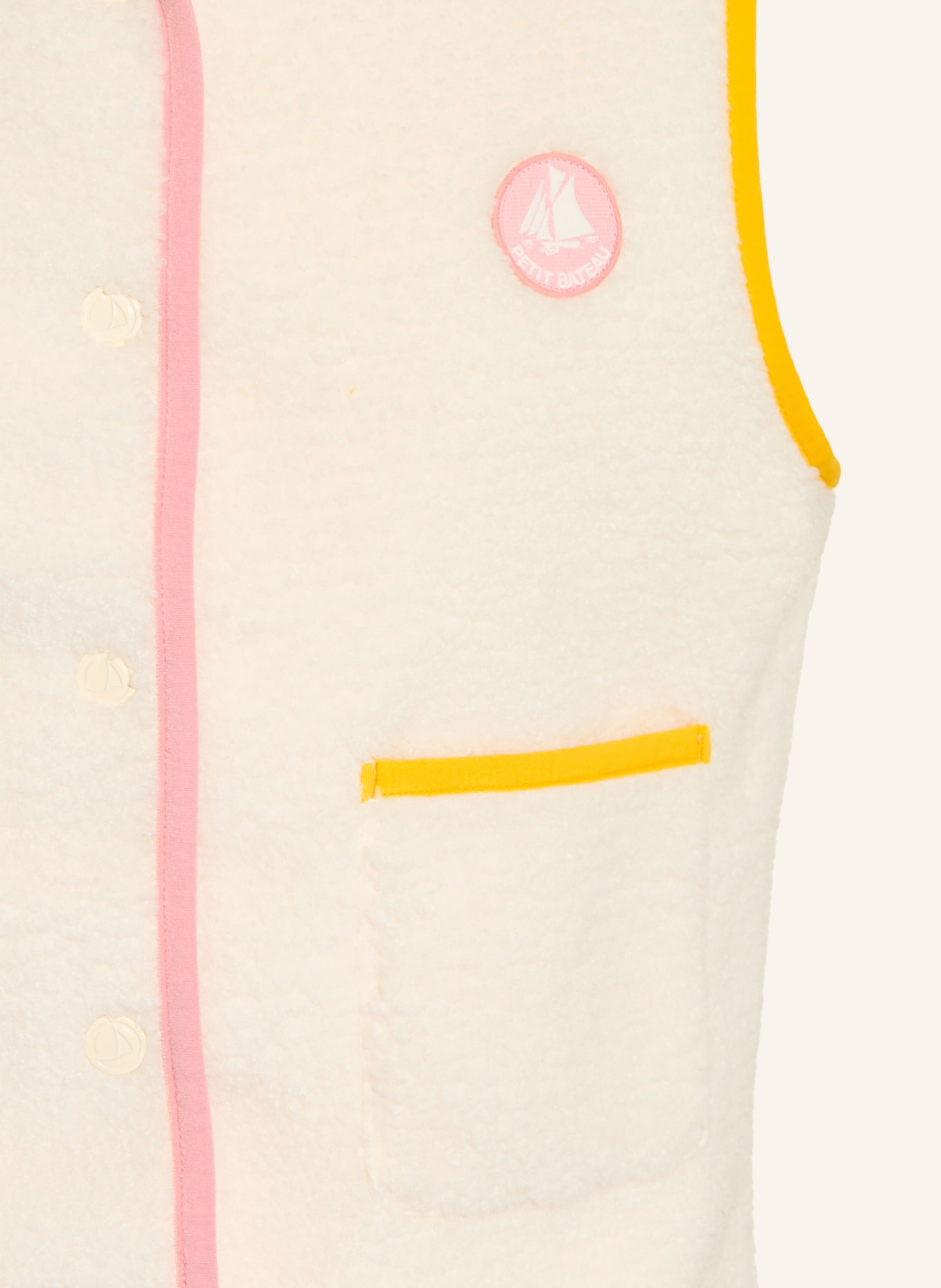 PETIT BATEAU Teddyfell-Weste: CREME / ROSA / DUNKELGELB