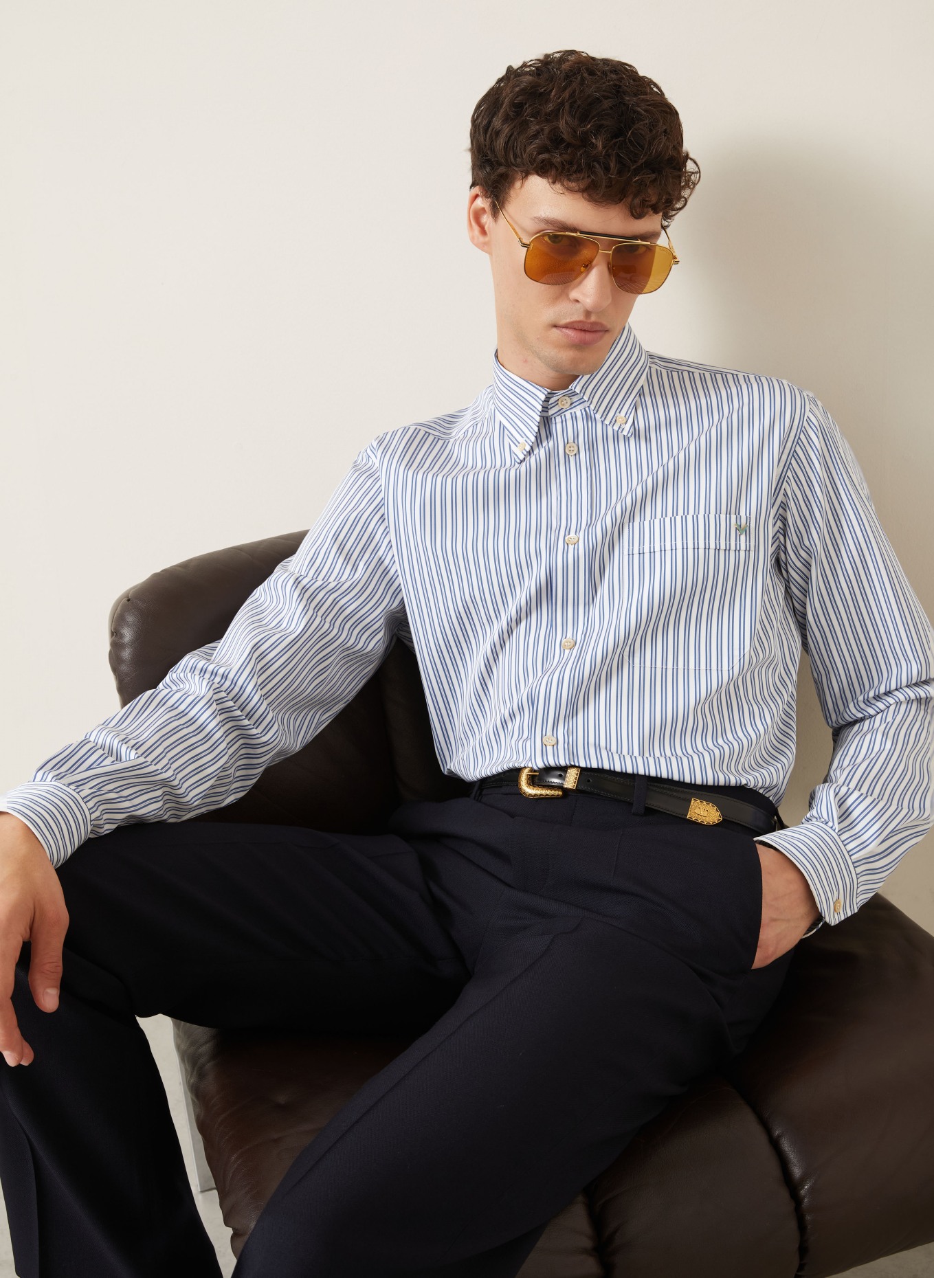 VALENTINO Hemd VGOLD Regular Fit: BLAU / WEISS