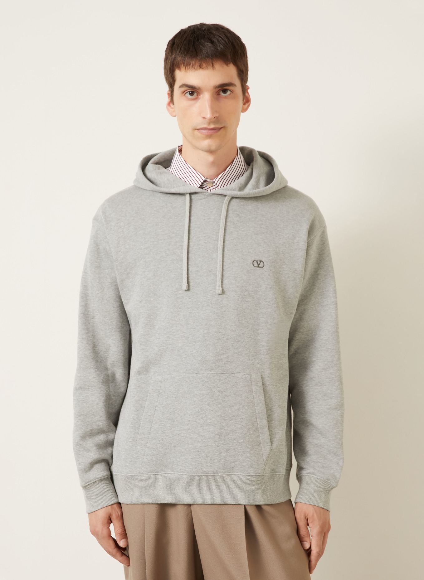 VALENTINO Mikina s kapucí VLOGO SIGNATURE: ŠEDÁ