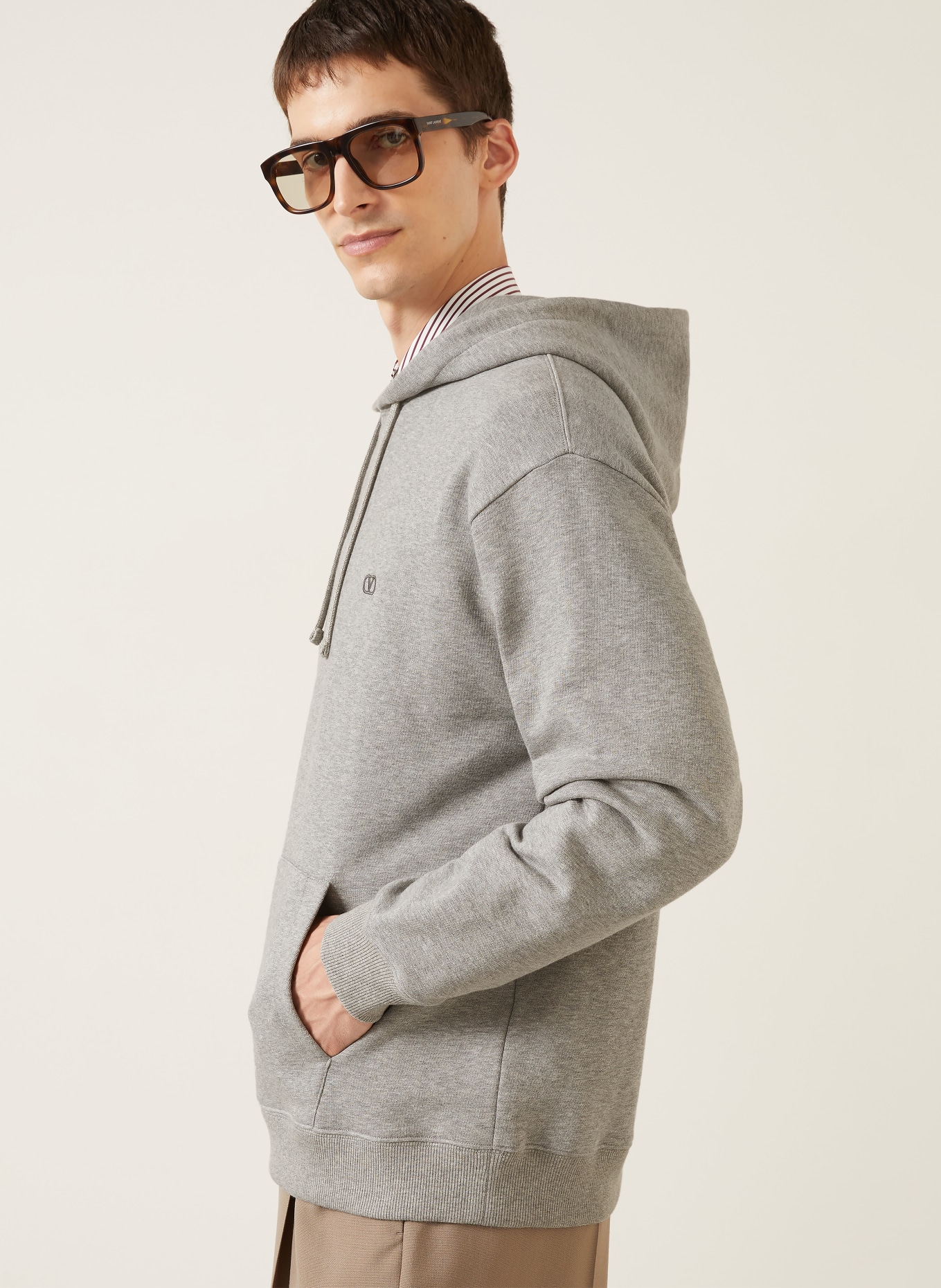 VALENTINO Mikina s kapucí VLOGO SIGNATURE: ŠEDÁ