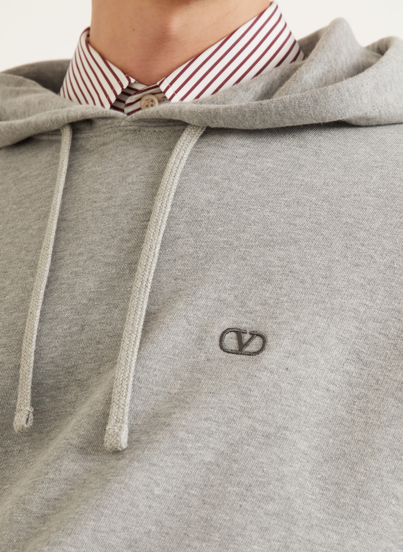 VALENTINO Mikina s kapucí VLOGO SIGNATURE: ŠEDÁ