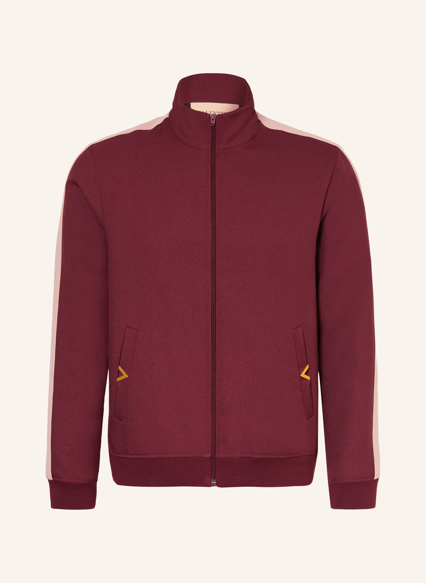 VALENTINO Trainingsjacke VGOLD mit Galonstreifen: DUNKELROT / BEIGE
