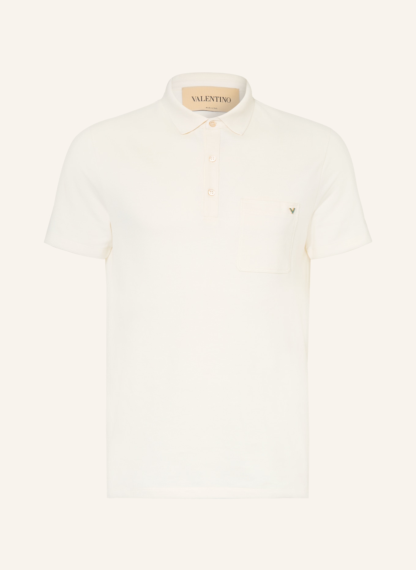 VALENTINO Piqué-Poloshirt VGOLD: WEISS
