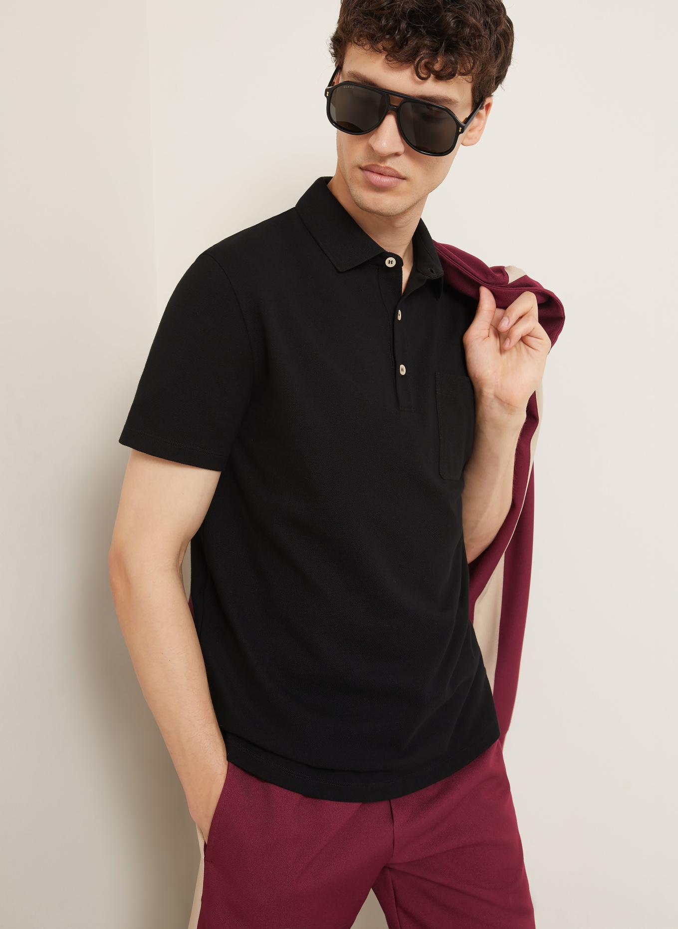 VALENTINO Piqué-Poloshirt VGOLD: SCHWARZ