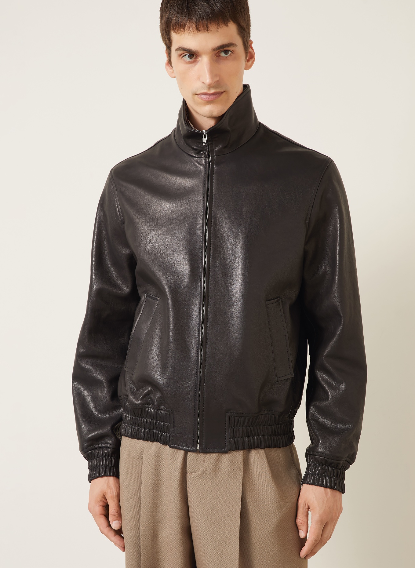 VALENTINO Kožená bunda LEATHER: ČERNÁ