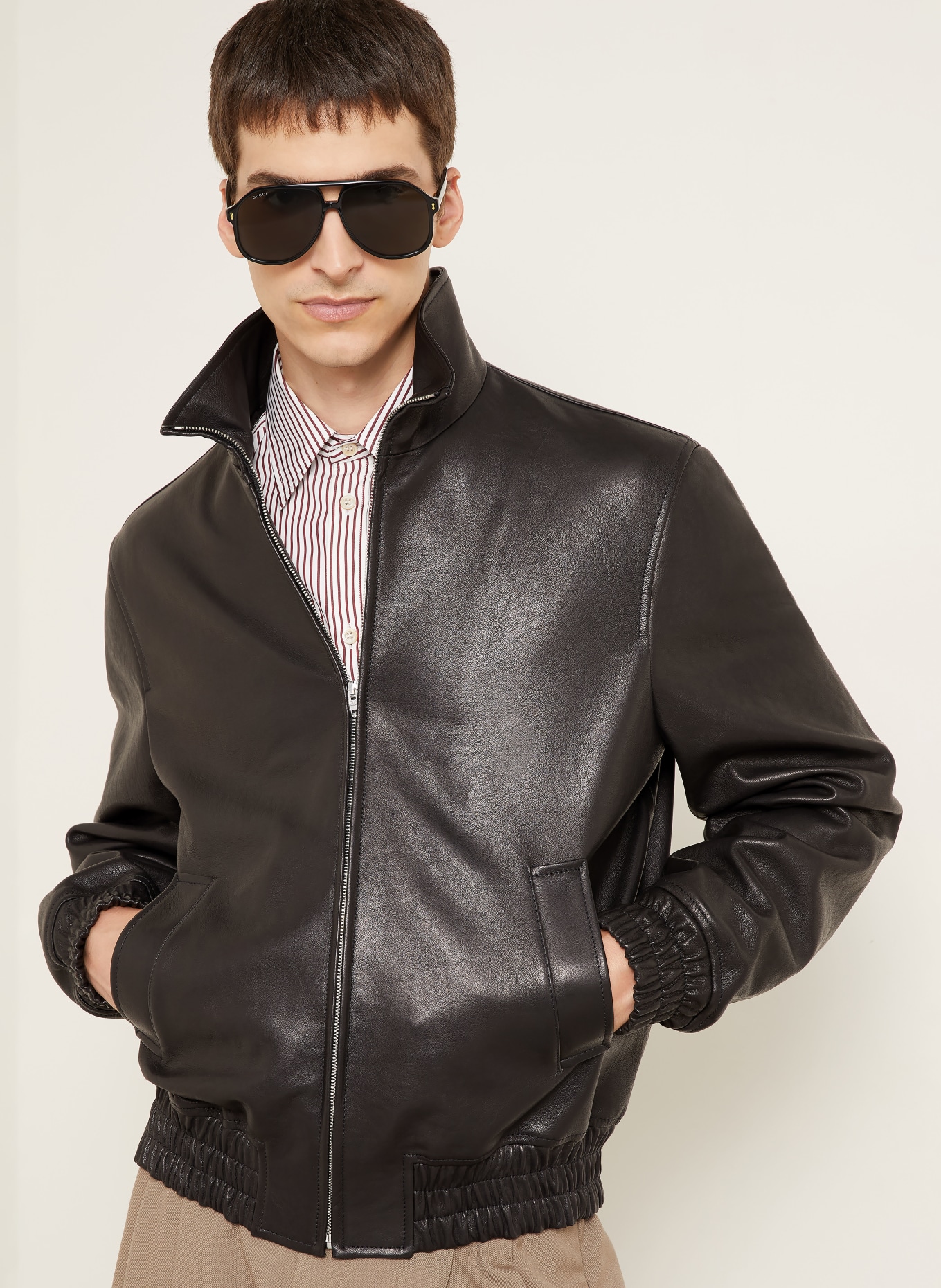 VALENTINO Kožená bunda LEATHER: ČERNÁ
