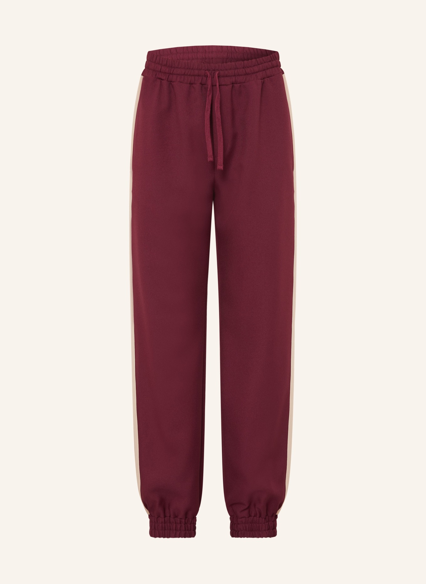 VALENTINO Track Pants VGOLD mit Galonstreifen: DUNKELROT / BEIGE