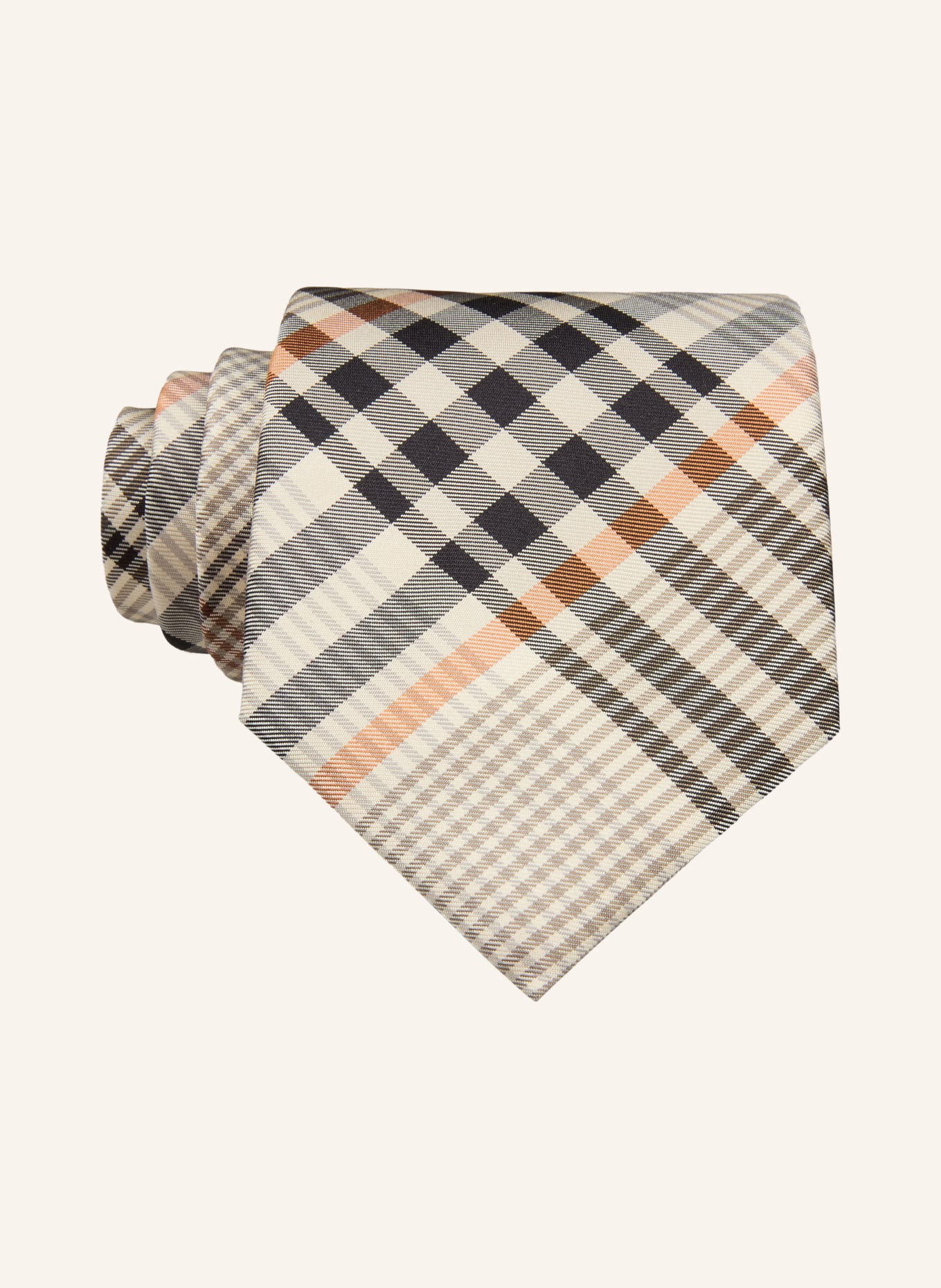 BURBERRY MANSTON Tie: BEIGE / COGNAC / DARK GRAY