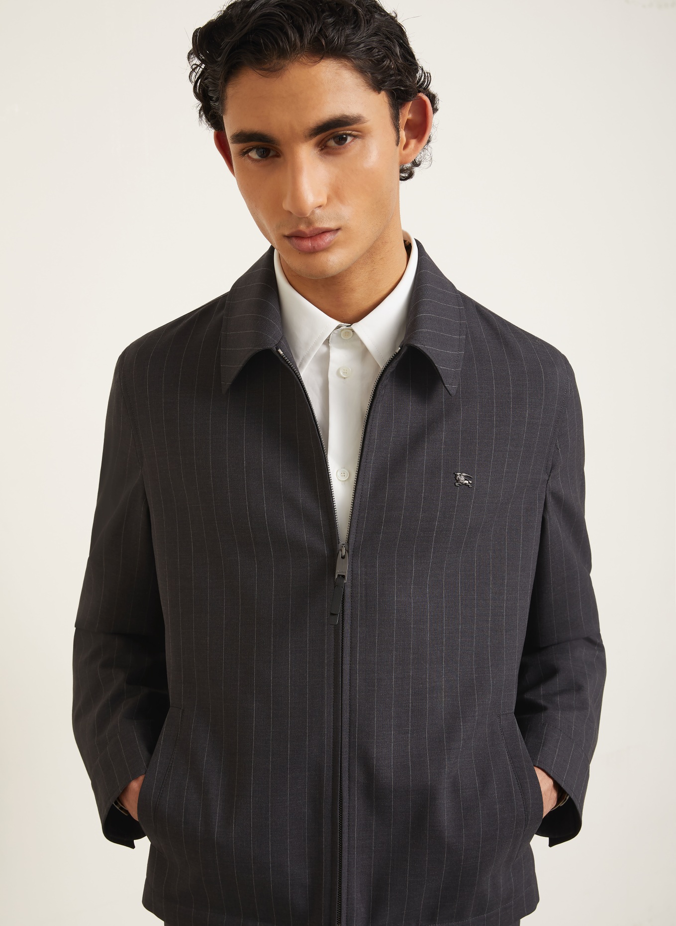 BURBERRY BLOOMSBURY Jacket: DARK GRAY / WHITE