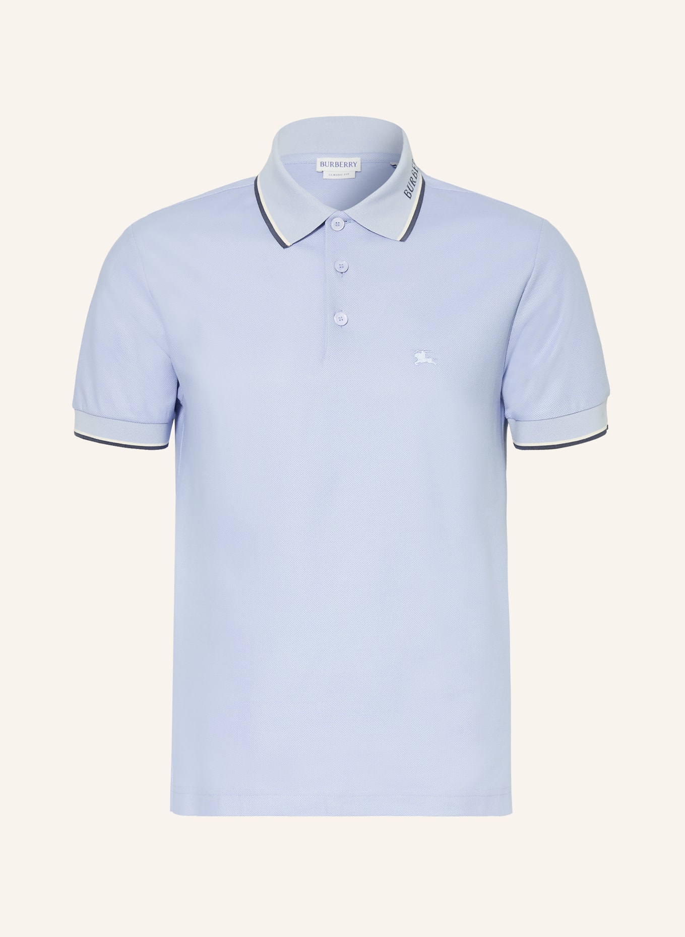 BURBERRY EVAN Classic Fit Piqué polo shirt: LIGHT BLUE / DARK BLUE