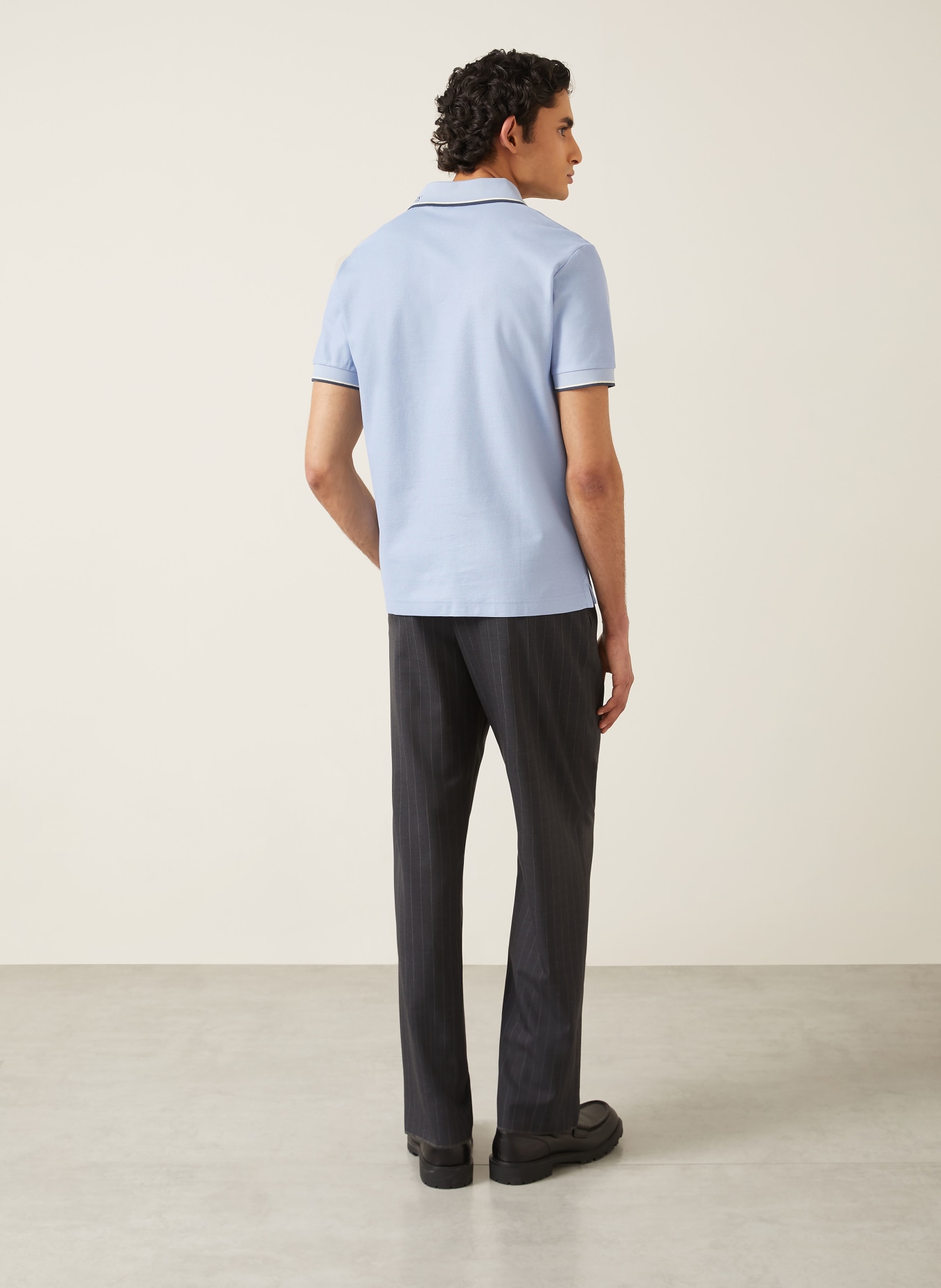 BURBERRY EVAN Classic Fit Piqué polo shirt: LIGHT BLUE / DARK BLUE