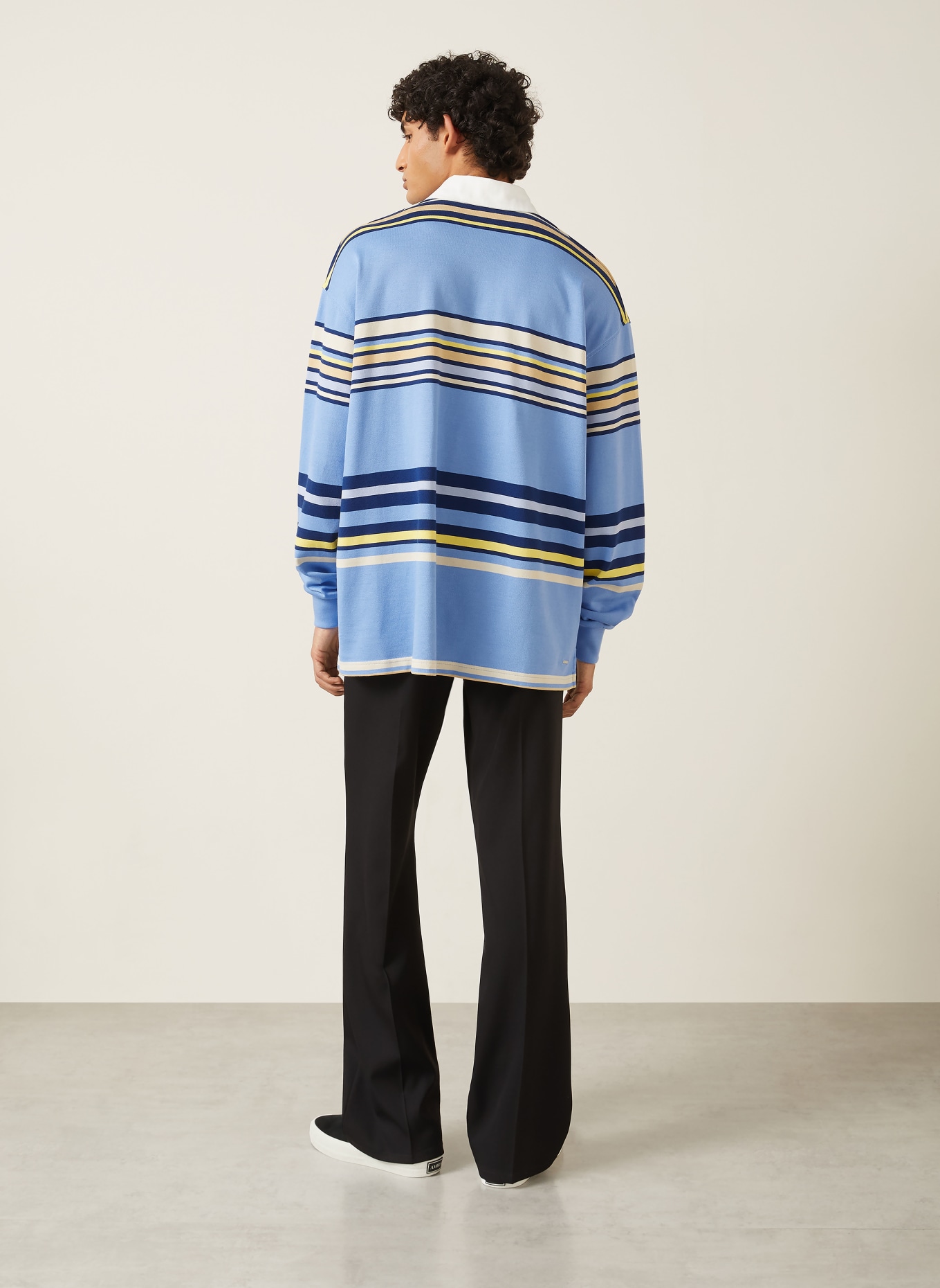 AMIRI Strick-Poloshirt: HELLBLAU / GELB / DUNKELBLAU